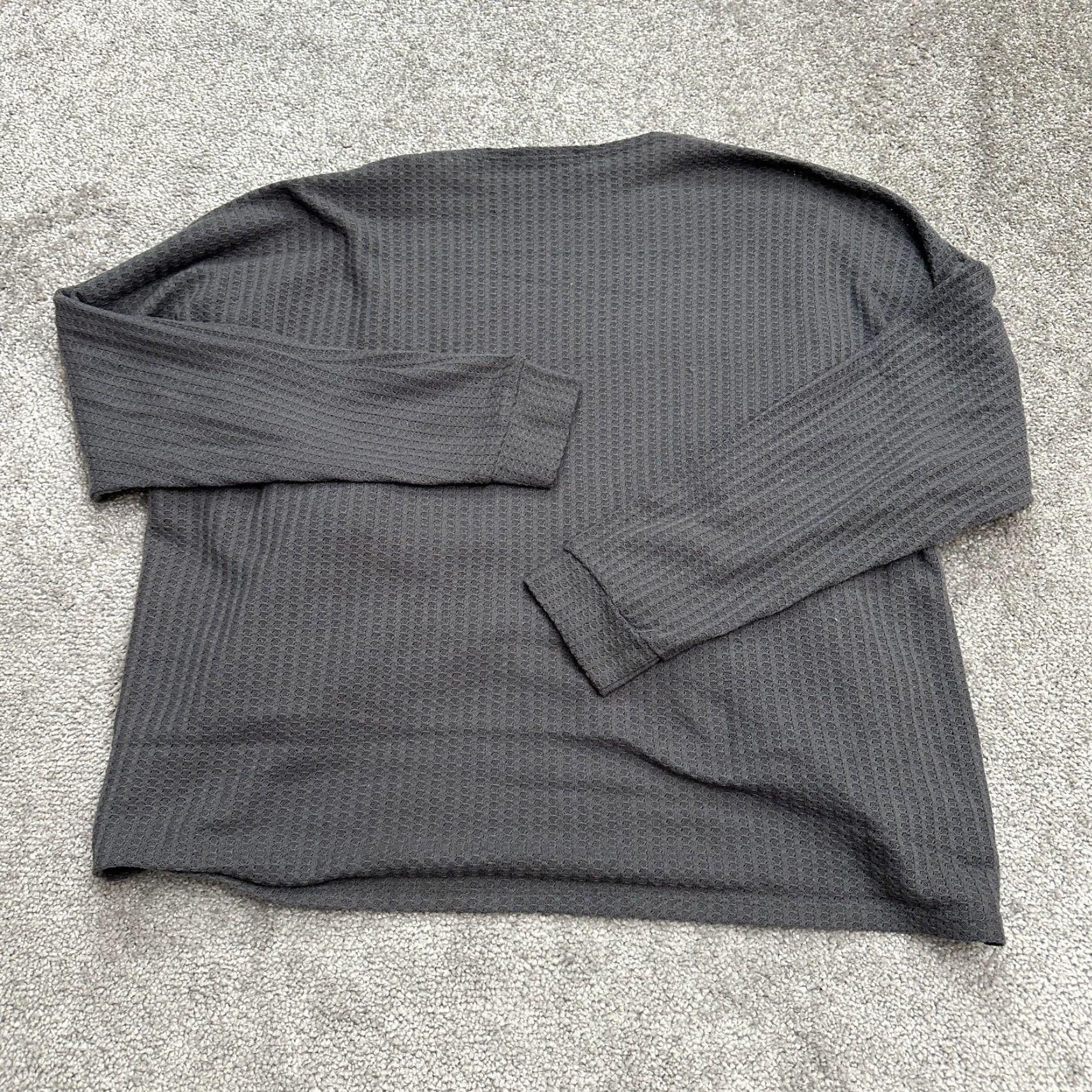 Forever 21 FOREVER 21 Cardigan Sweater Womens Medium Dark Gray Waffle Knit Casual Lightweight Breathable Size M / US 6-8 / IT 42-44 - 2 Thumbnail
