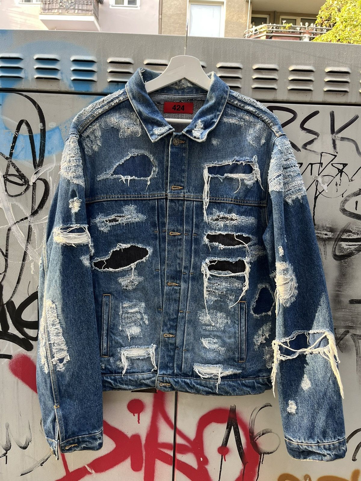 424 424 distressed denim jacket made in japan Size US M / EU 48-50 / 2 - 1 Thumbnail