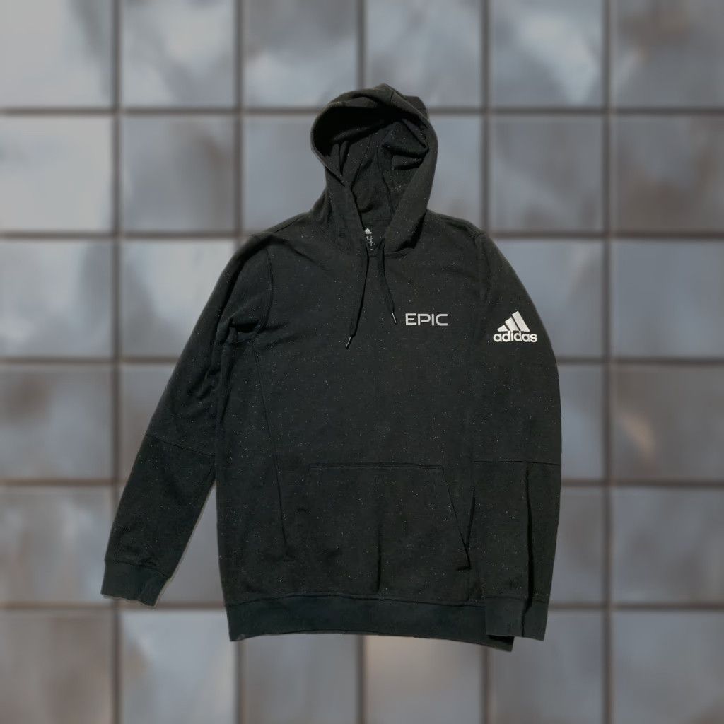 Adidas adidas Essentials Epic Speckled Charcoal Grey Fleece Pullover Hoodie M Mens Size US M / EU 48-50 / 2 - 1 Thumbnail