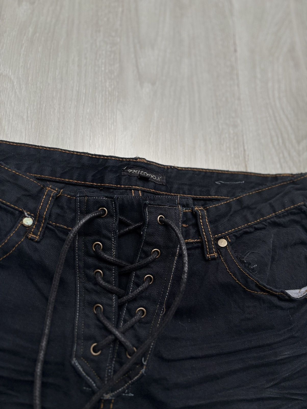 Japanese Brand Philodox lace-up flare jeans Size US 28 / EU 44 - 2 Thumbnail