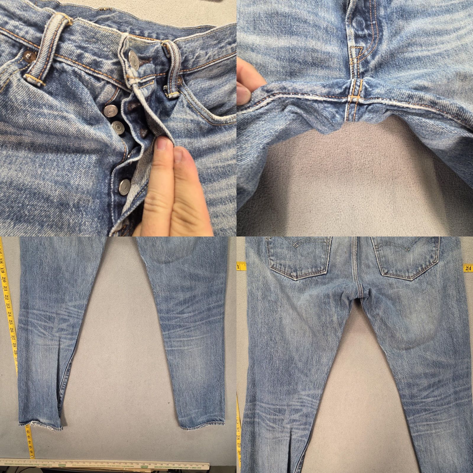 Levi's VINTAGE Levis 501 Jeans Mens Selvedge Medium Blue Tapered Whiskers Honeycomb Fits 30x31 Size US 30 / EU 46 - 9 Thumbnail