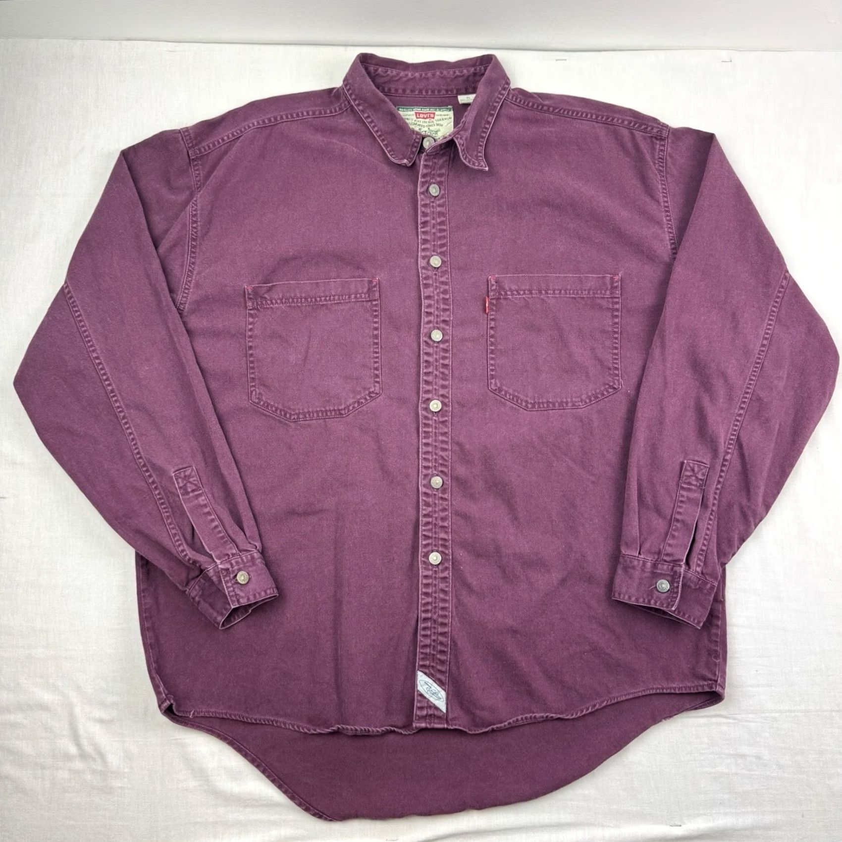 Levi's VINTAGE Levi's Button-Up Shirt Men XL Red 90s Cowboy Workwear Solid Cotton Collar Long Sleeve Button-Up Size US XL / EU 56 / 4 - 2 Thumbnail