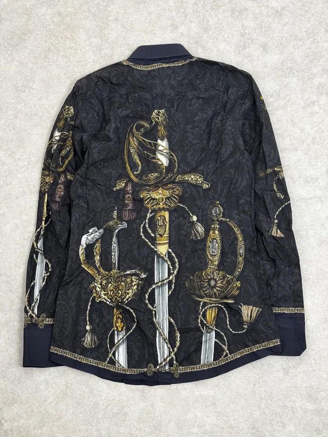 Dolce & Gabbana AW2017 Dolce & Gabbana Navy & Black Baroque Swords Shirt Size US M / EU 48-50 / 2 - 4 Thumbnail