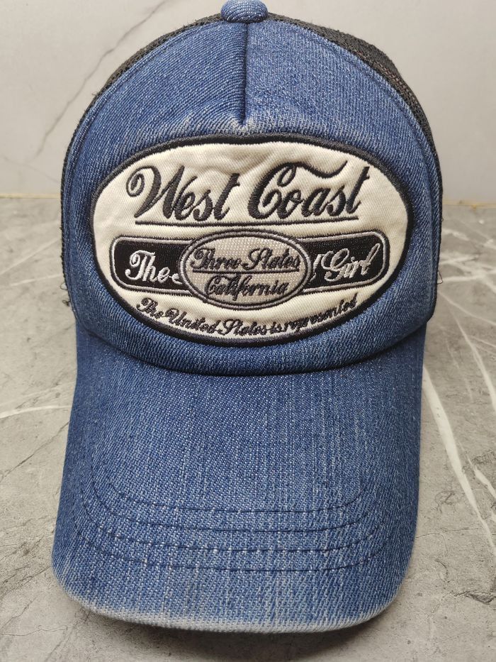 Japanese Brand Vintage West Coast Three State California Denim Trucker Hat Size ONE SIZE - 2 Thumbnail