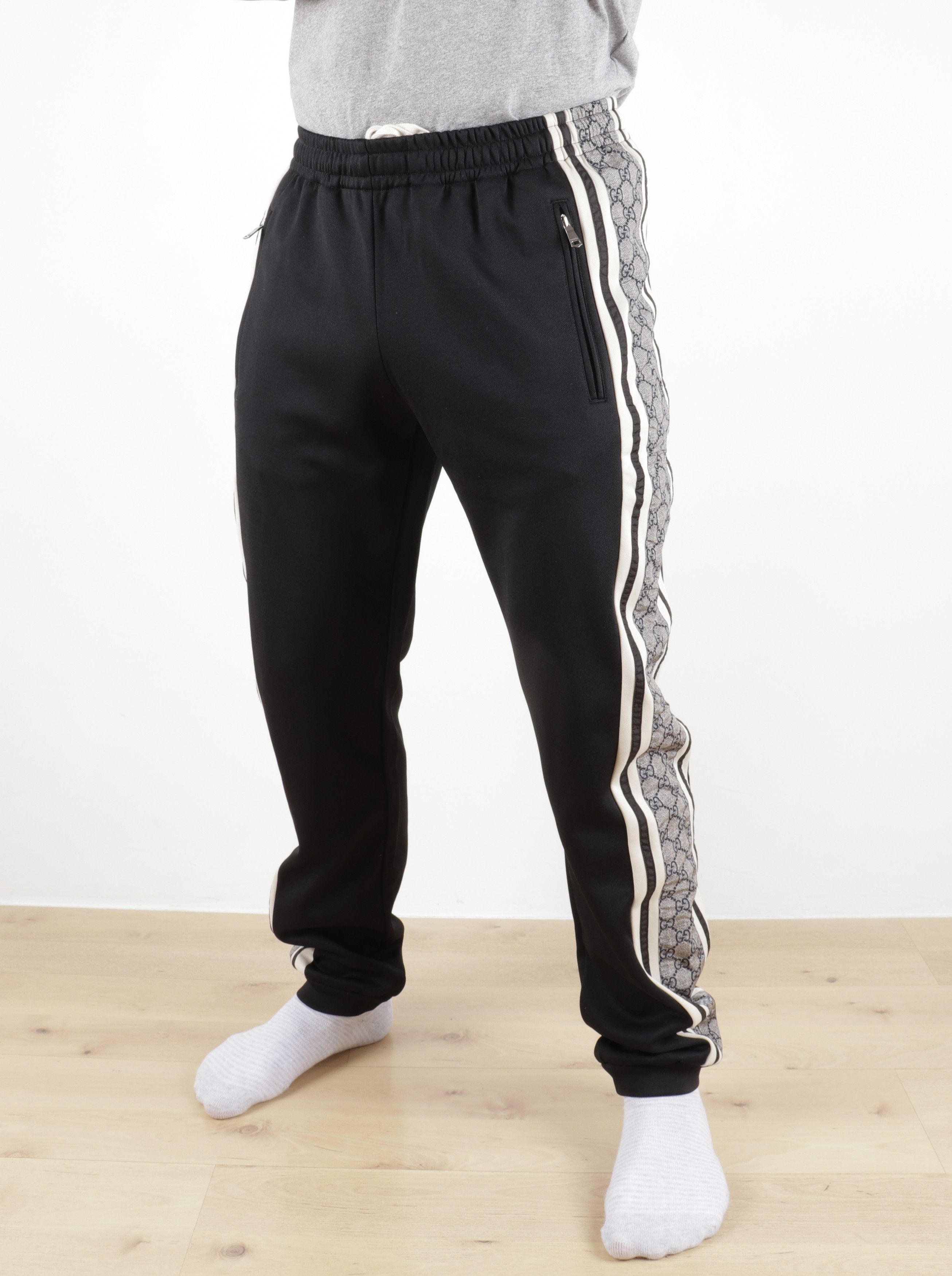 Gucci GUCCI Size S Black GG Monogram Striped Jersey Track Pants Size US 30 / EU 46 - 6 Thumbnail