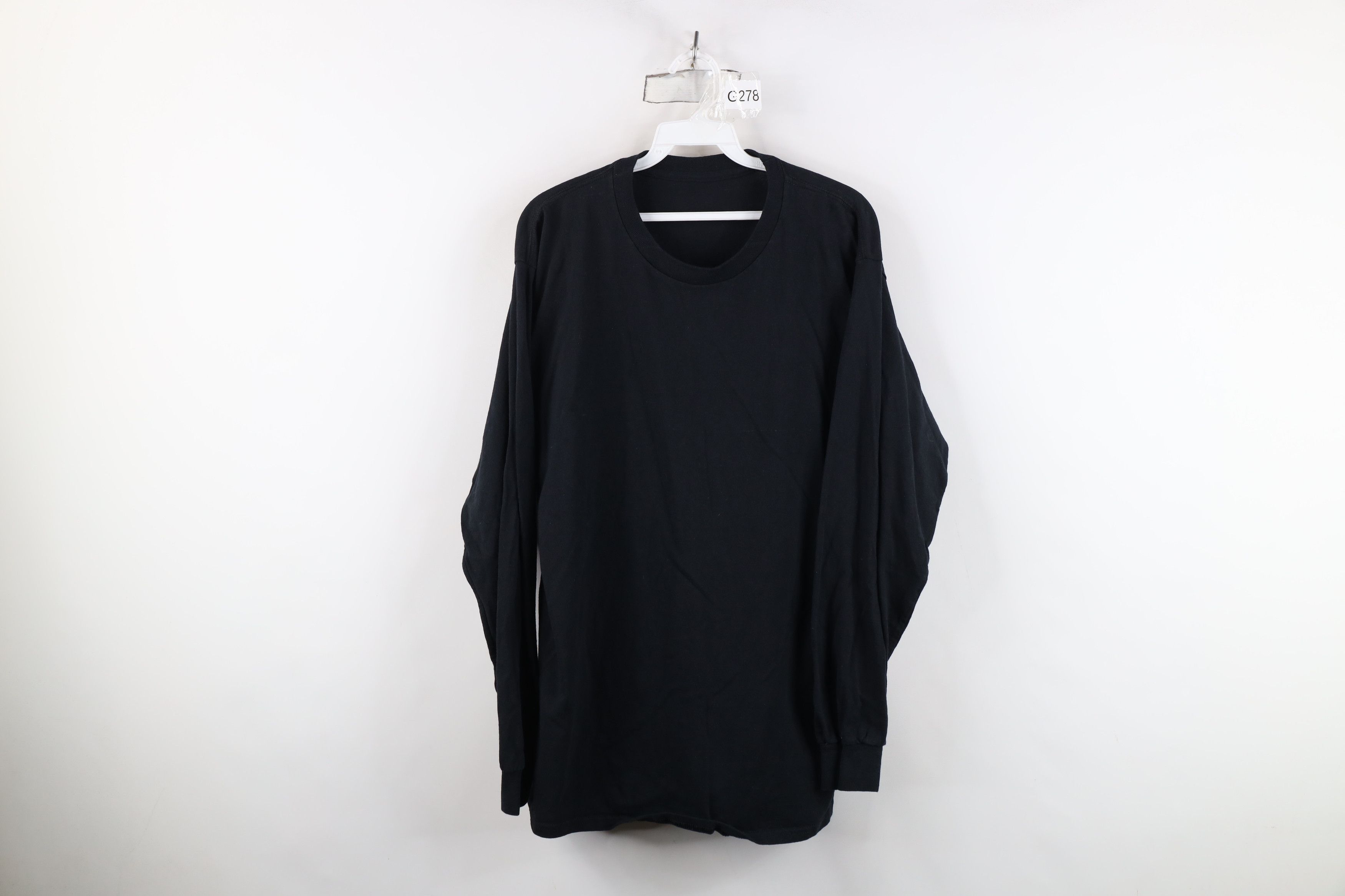 Vintage Vintage 90s Y2K Streetwear Blank Long Sleeve T-Shirt Black Size US L / EU 52-54 / 3 - 1 Thumbnail