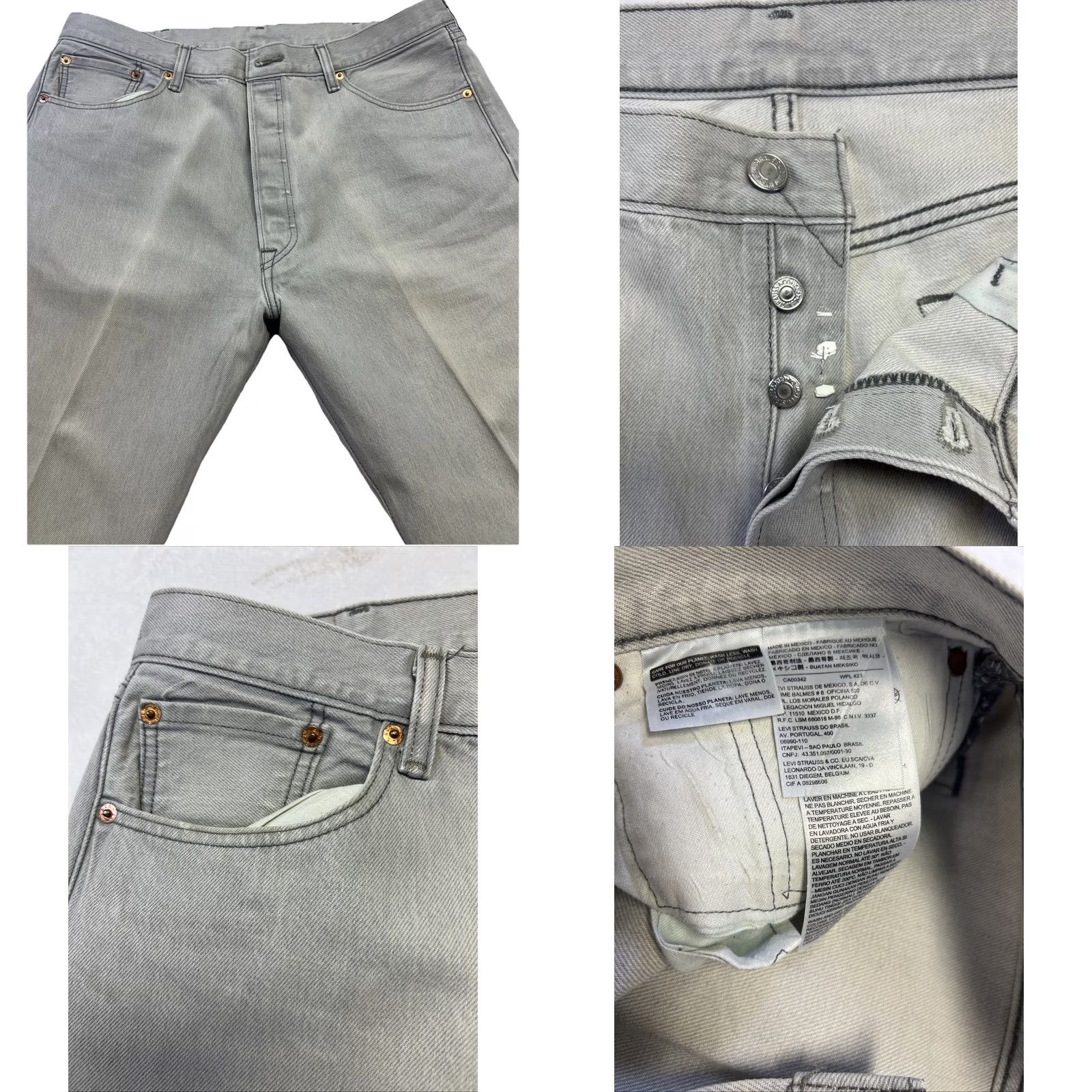 Levi's Levi’s 501 Jeans Gray Faded Straight Button Fly Denim Grunge Men 40x28 Inseam 28in Vintage No Regular 5-Pocket Cotton Denim Bis Size US 40 / EU 56 - 8 Thumbnail