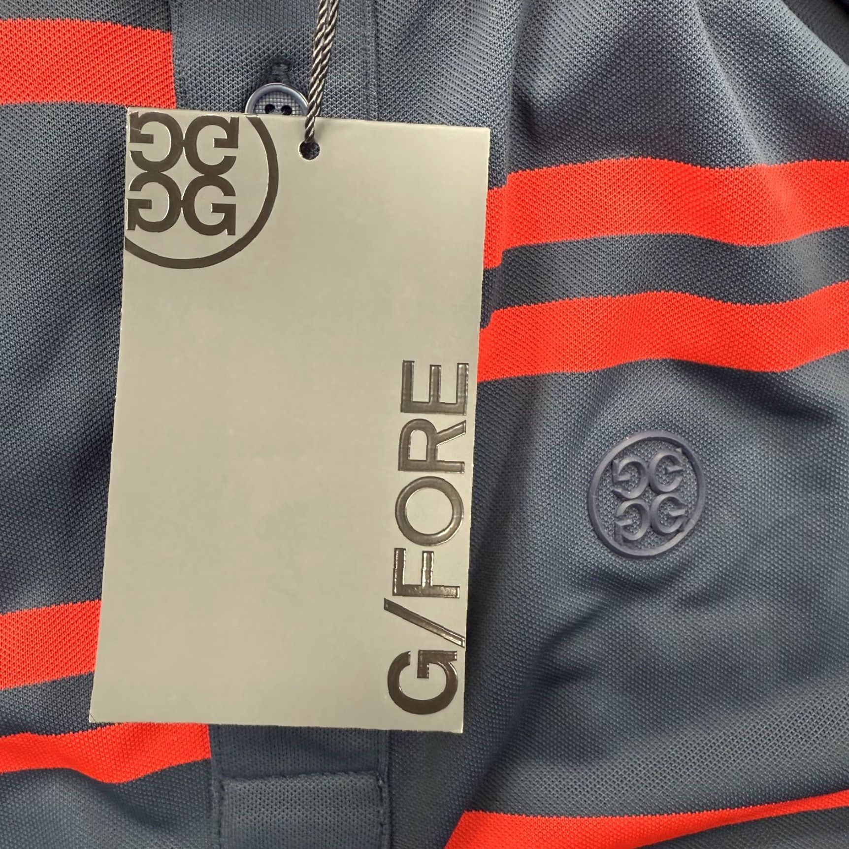 G/FORE G/FORE Polo Shirt Mens Large Gray Red Stripe Performance Golf Stretch G4MS23K182 Size US L / EU 52-54 / 3 - 4 Thumbnail