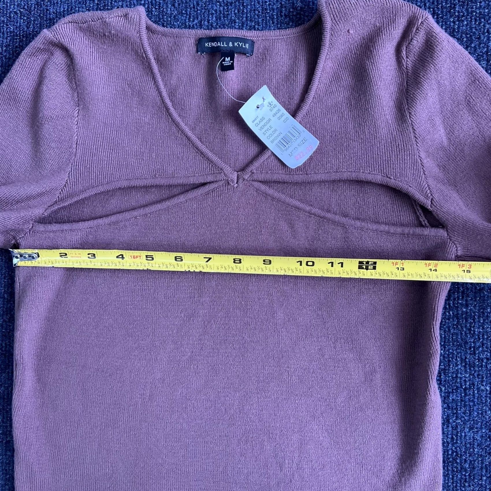 Vintage Kendall And Kylie Sweater Womens Medium Brown V Neck Cutout Knit Long Sleeve Size M / US 6-8 / IT 42-44 - 6 Thumbnail