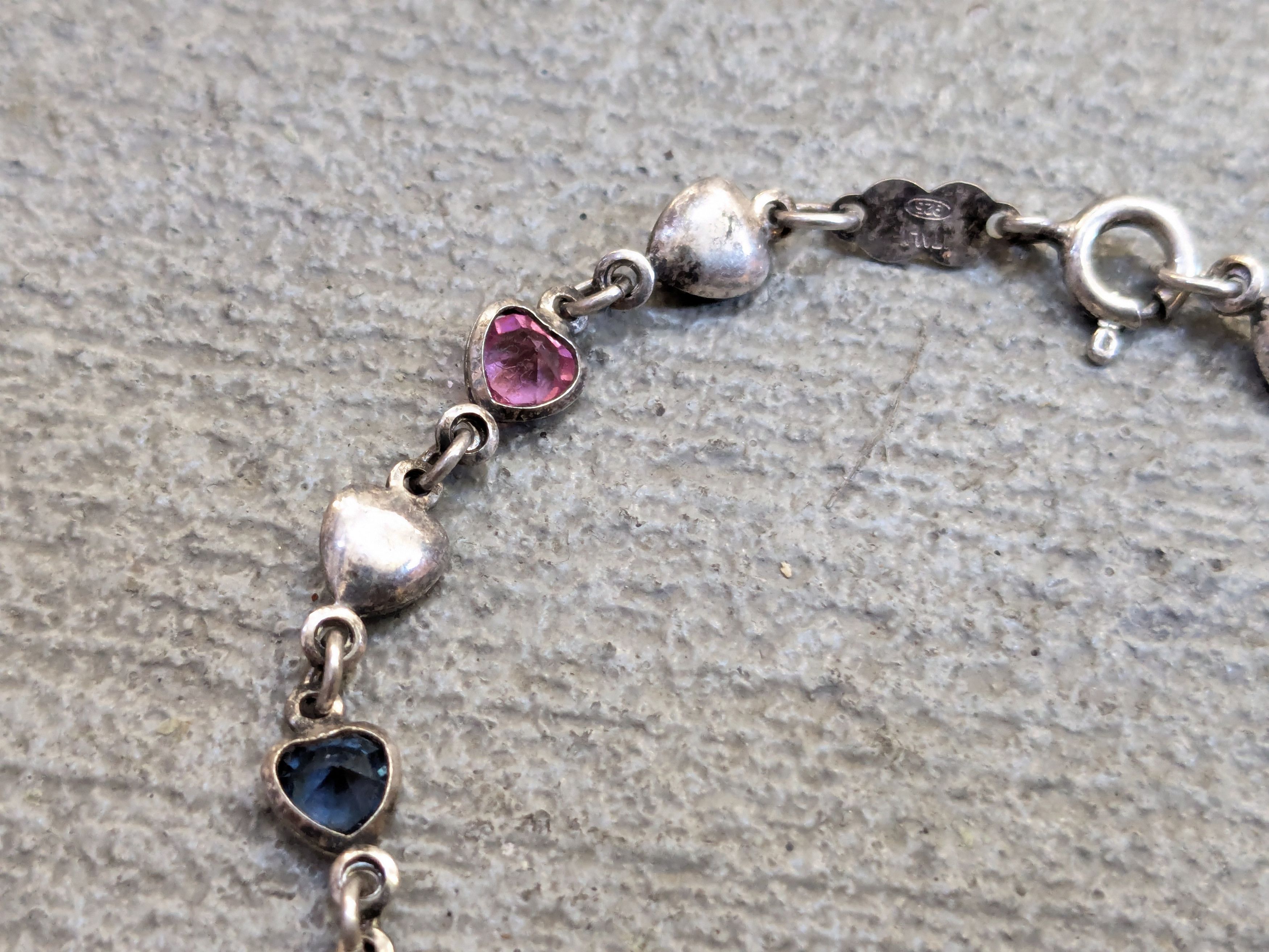 Jewelry Vintage Sterling Silver Bracelet Heart Rainbow Y2K Cute Size ONE SIZE - 3 Thumbnail