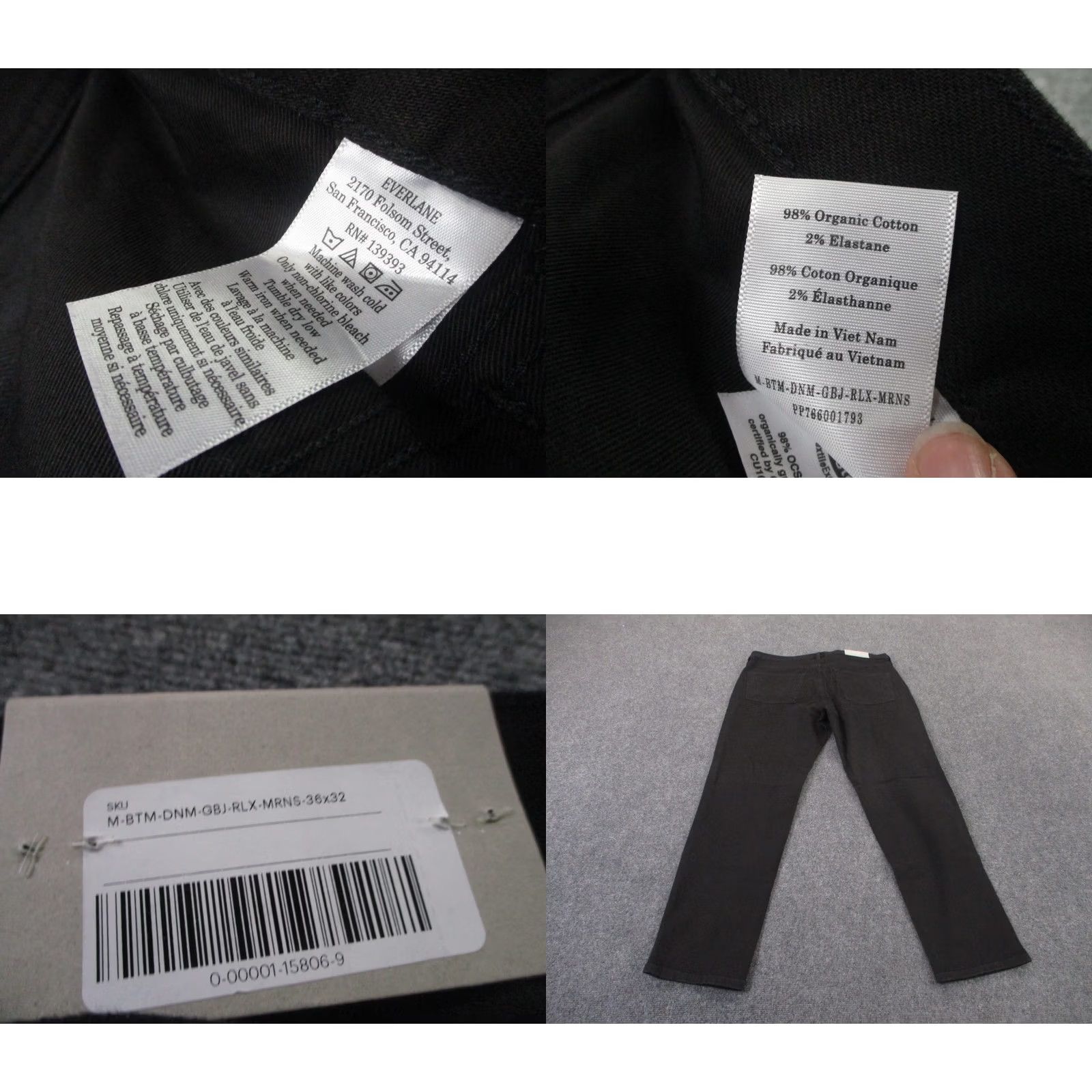Everlane Everlane Jeans Mens 36 X 32 Black Straight Casual Classic Organic Tapered NEW Size US 36 / EU 52 - 8 Thumbnail