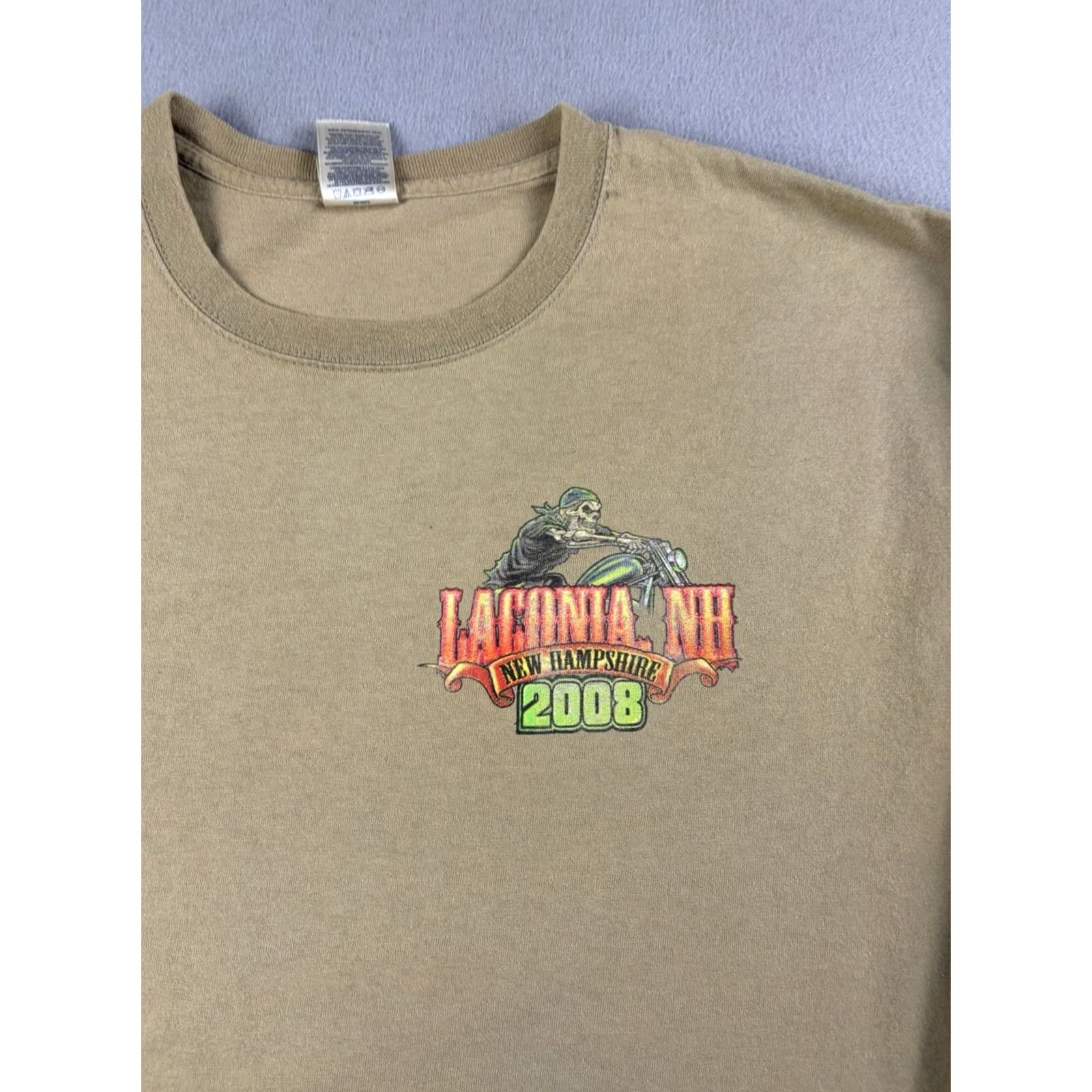 Vintage VINTAGE Laconia Bike Week Shirt Men’s XL Longsleeve Crew Neck Brown Cotton Flame Skull Biker Y2k Mens Size US XL / EU 56 / 4 - 2 Thumbnail