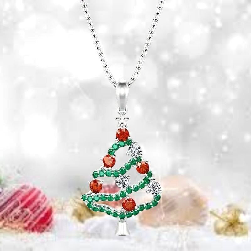Handmade Christmas Tree Necklace New Red Green Crystals Mother Daught Size ONE SIZE - 1 Thumbnail
