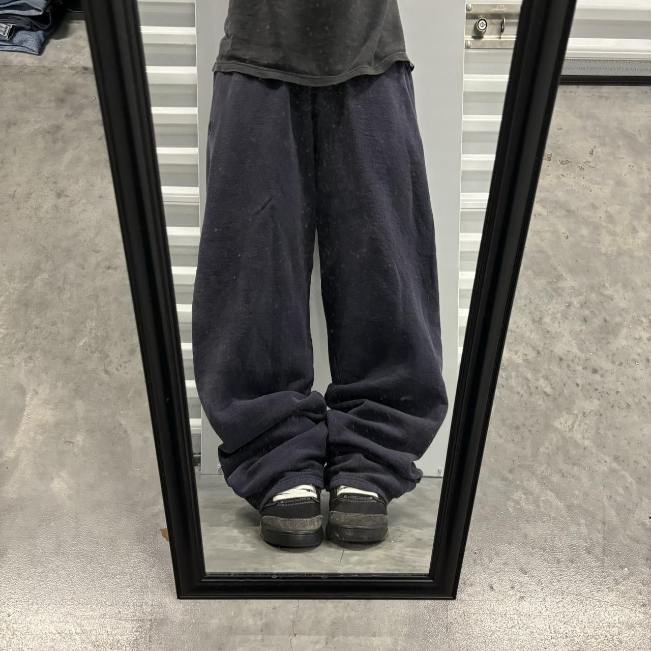 Japanese Brand × Vintage Crazy Vintage Y2K/2000s Baggy Faded Navy Blue Skater Essential Sweatpants! Size US 36 / EU 52 - 1 Thumbnail
