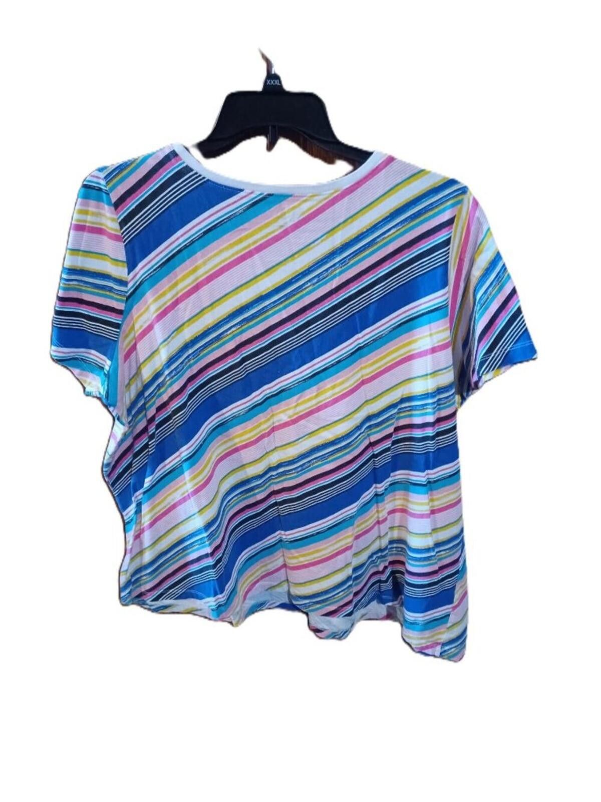 Other Roamans Multi-Colored Striped Top Plus Size 1X Size XL / US 12-14 / IT 48-50 - 3 Thumbnail