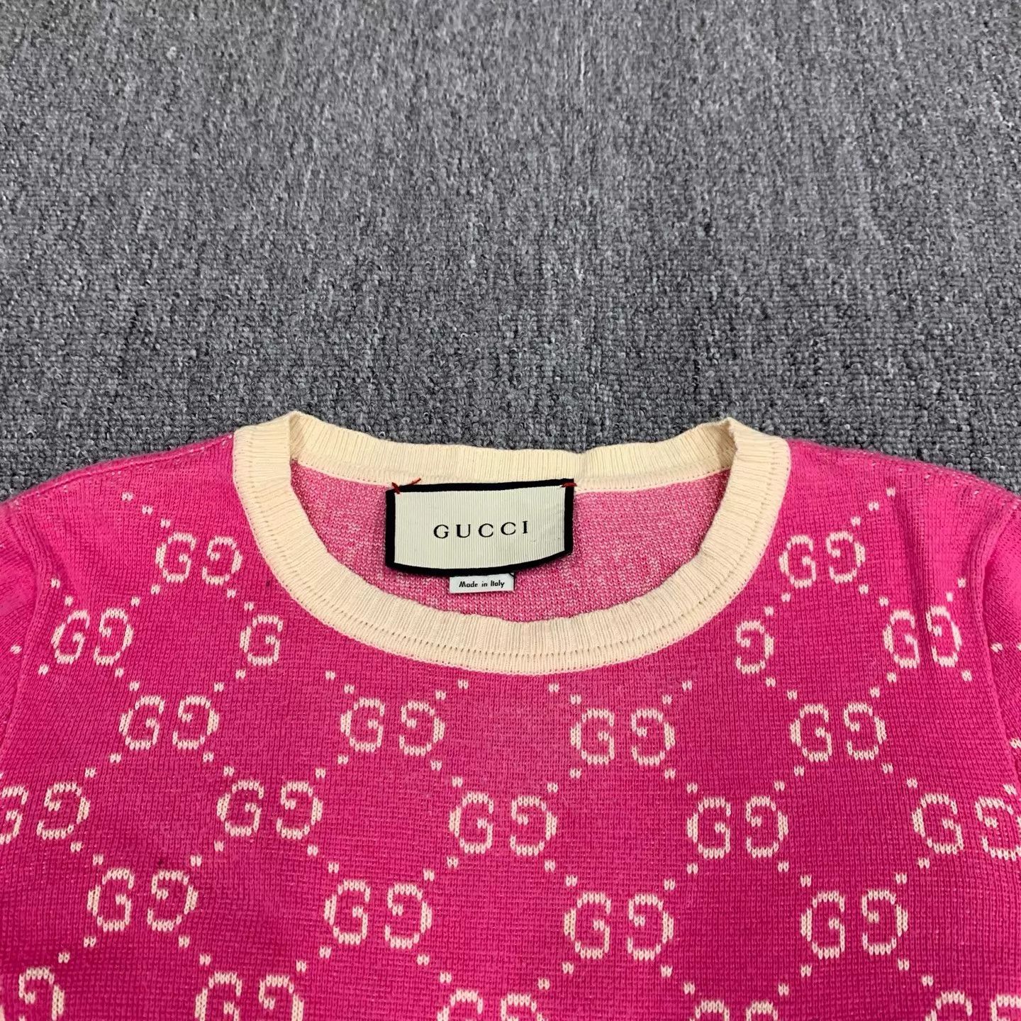 Gucci Gucci Pink All-Over Logo Knit Short Sleeve XS 9/10 (Neck Dot) Size XS / US 0-2 / IT 36-38 - 8 Thumbnail