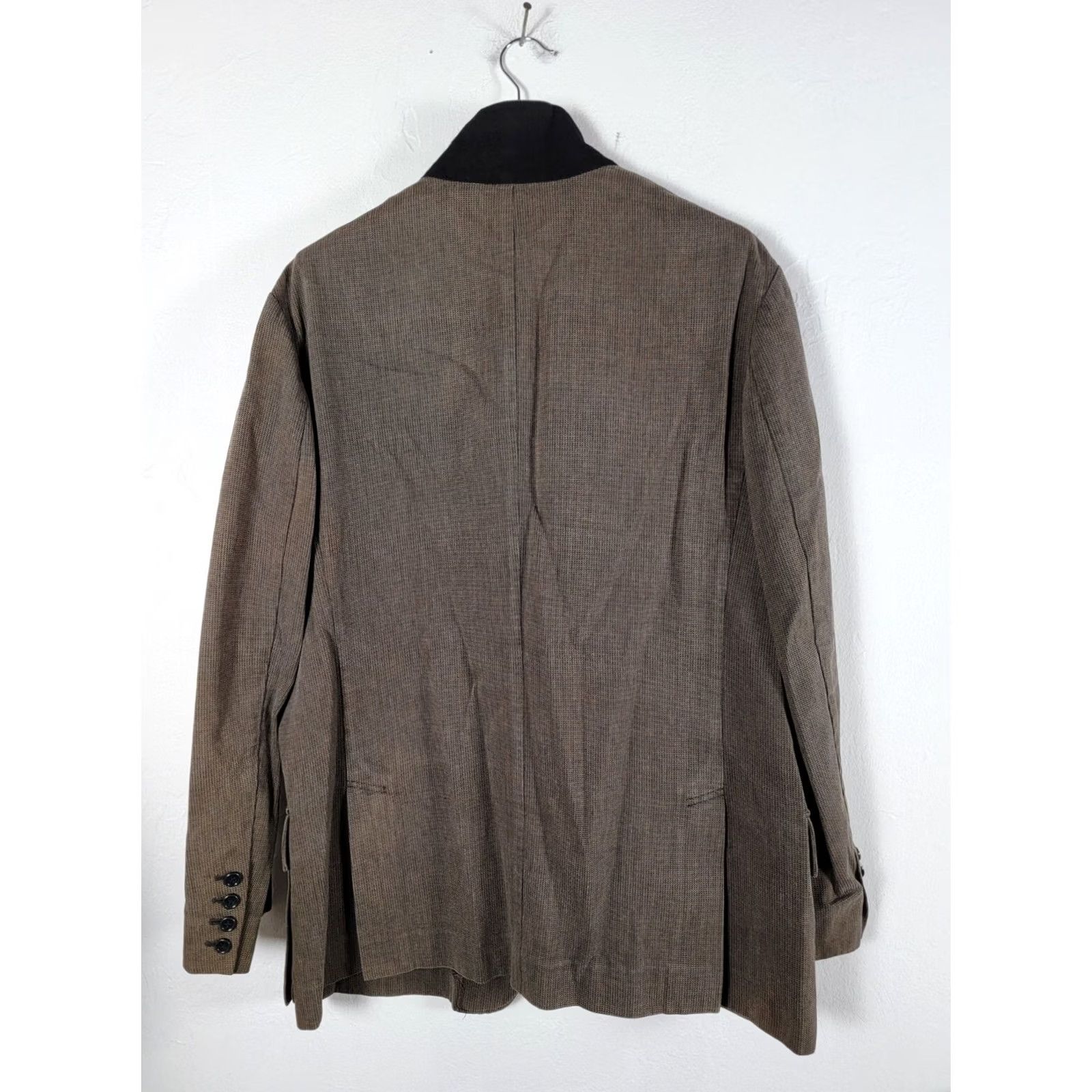 Vintage Peruvian Connection Blazer Shirt Men Brown/Black Textured Zip Front 44 Career Black/Brown Mens 90s Style? Size M / US 6-8 / IT 42-44 - 2 Thumbnail