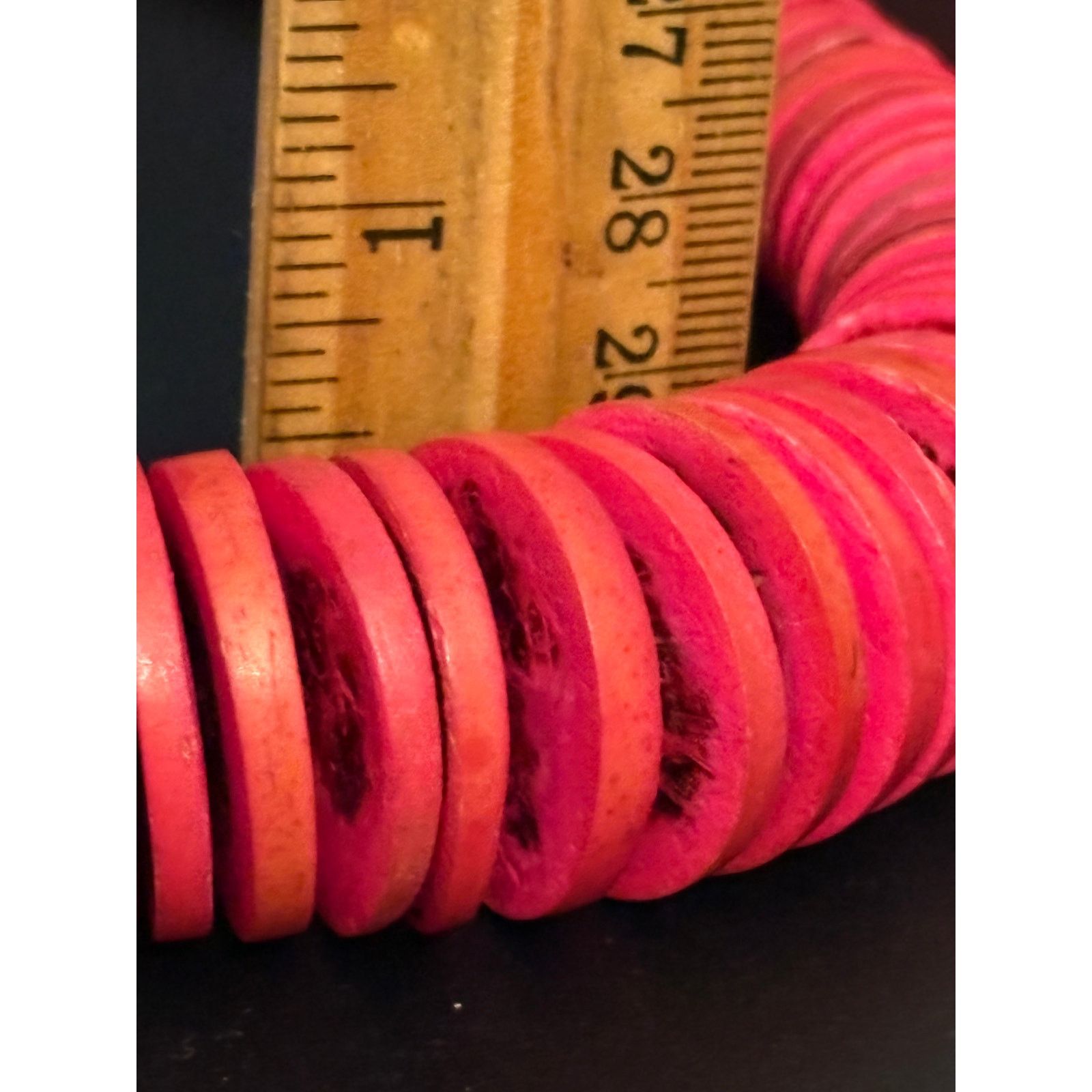 Other Vintage Red Wood Disc Necklace Bold Statement 16 Inch Size ONE SIZE - 3 Thumbnail