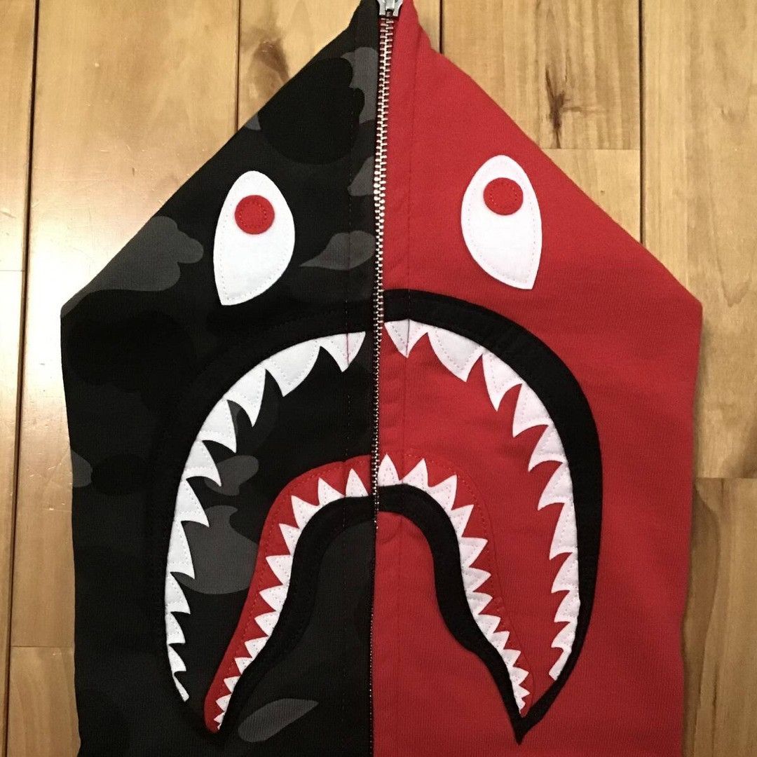 Bape BAPE Black camo × Red Shark full zip hoodie a bathing ape Size US L / EU 52-54 / 3 - 2 Thumbnail