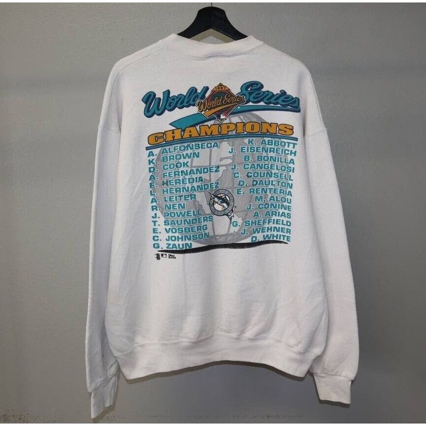 Vintage Vtg 1997 Florida Marlins Miami Champions Cartoon Sweatshirt Size US XL / EU 56 / 4 - 2 Thumbnail