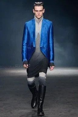 Ann Demeulemeester Ann Demeulemeester 12AW Blue Napoleon Jacket. Size US S / EU 44-46 / 1 - 9 Thumbnail