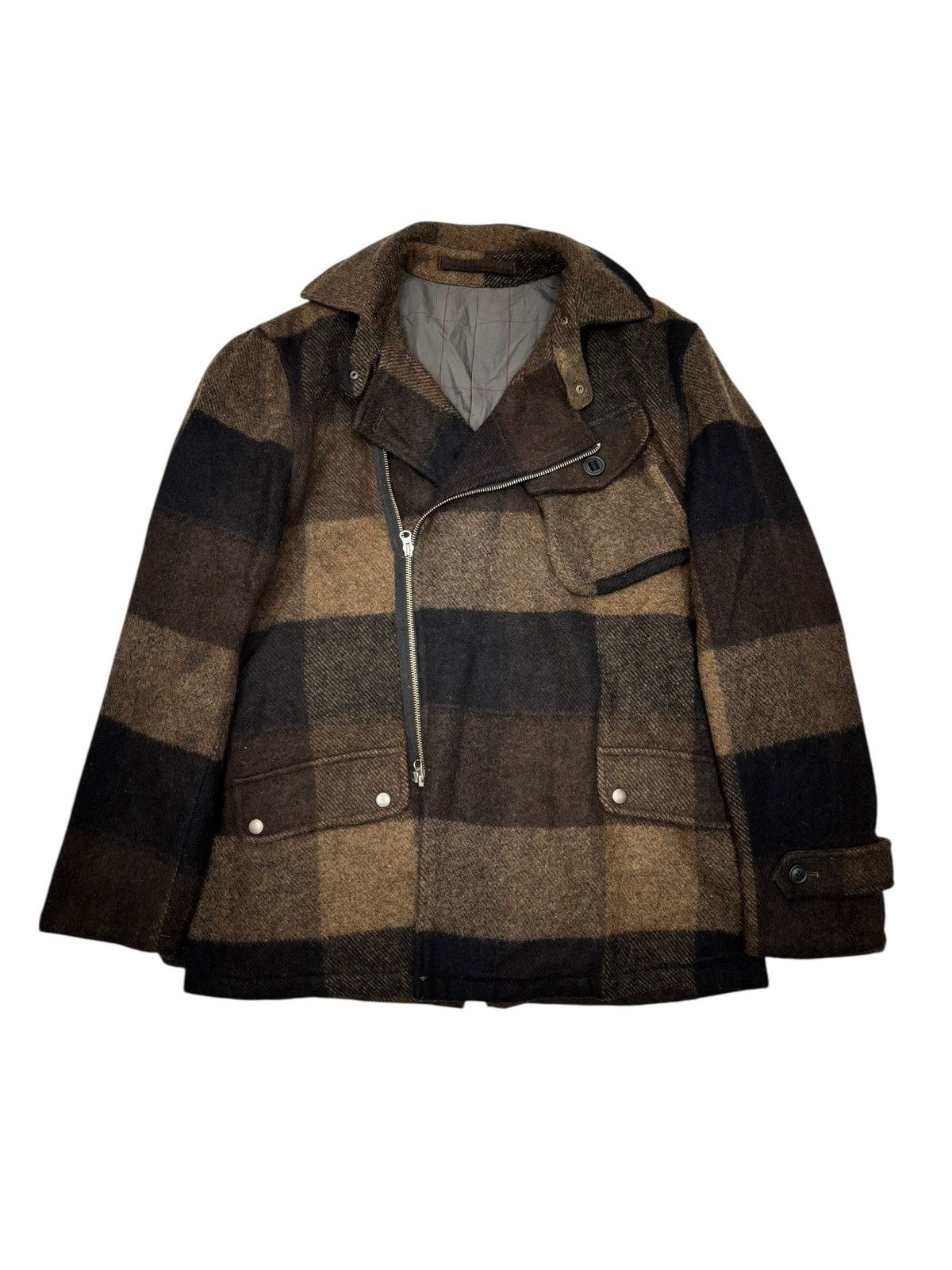 PPFM PPFM AW02 Wool Plaid Belted Moto Jacket Size US L / EU 52-54 / 3 - 2 Thumbnail