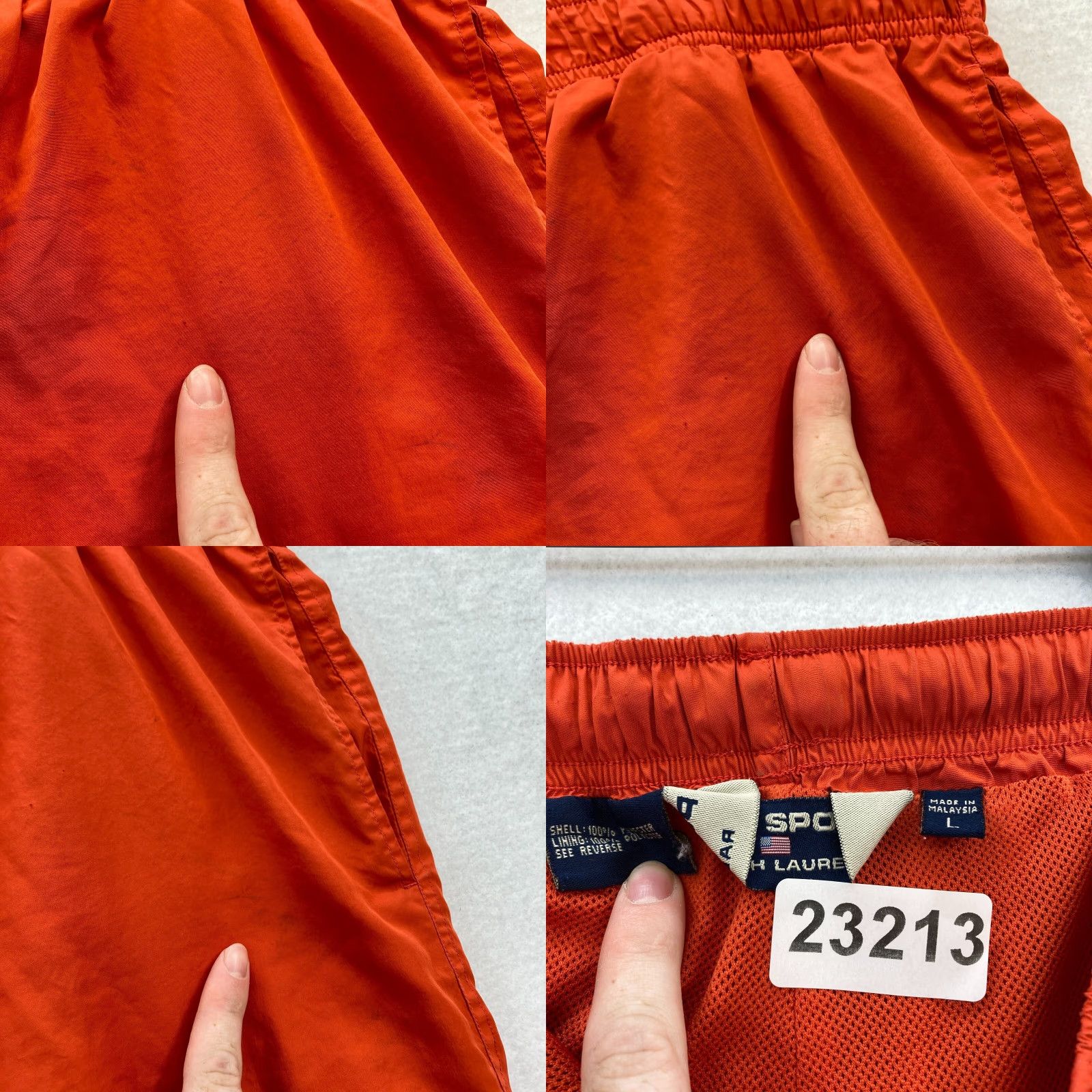 Polo Ralph Lauren VINTAGE Polo Ralph Lauren Polo Sport Track Pants Mens Large Orange Lined Ankle Zip 30 In Inseam Size US L / EU 52-54 / 3 - 8 Thumbnail