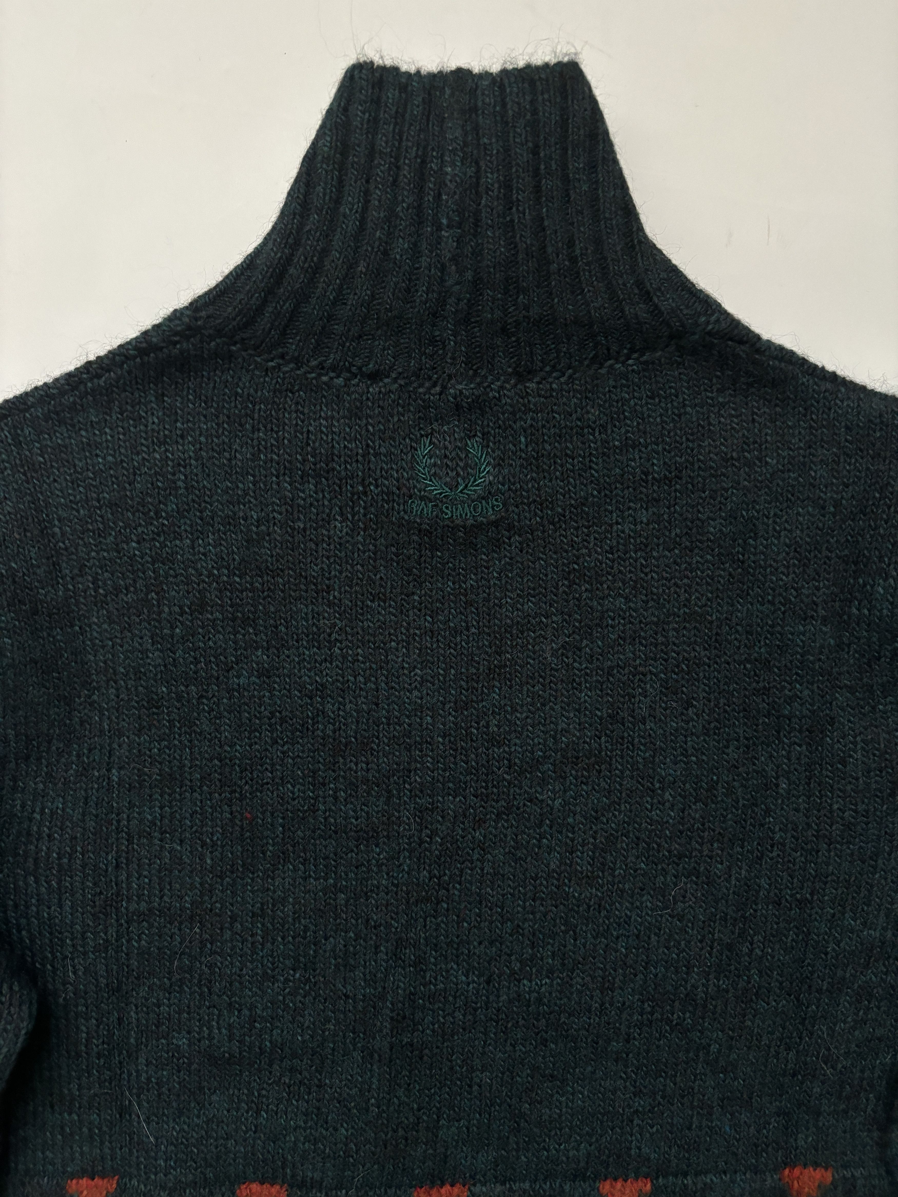 Fred Perry × Raf Simons ⚡️QUICK SALE⚡️Raf Simons Fred Perry Green Patterned Sweater Size US S / EU 44-46 / 1 - 3 Thumbnail