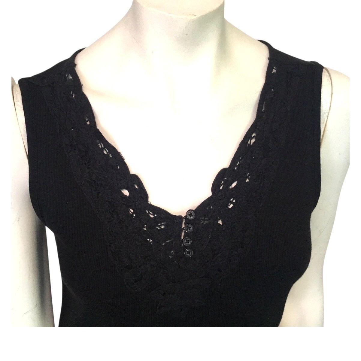 Lauren Ralph Lauren Lauren Ralph Lauren Knit Top Sleeveless V-Neck Black Large Size L / US 10 / IT 46 - 10 Thumbnail