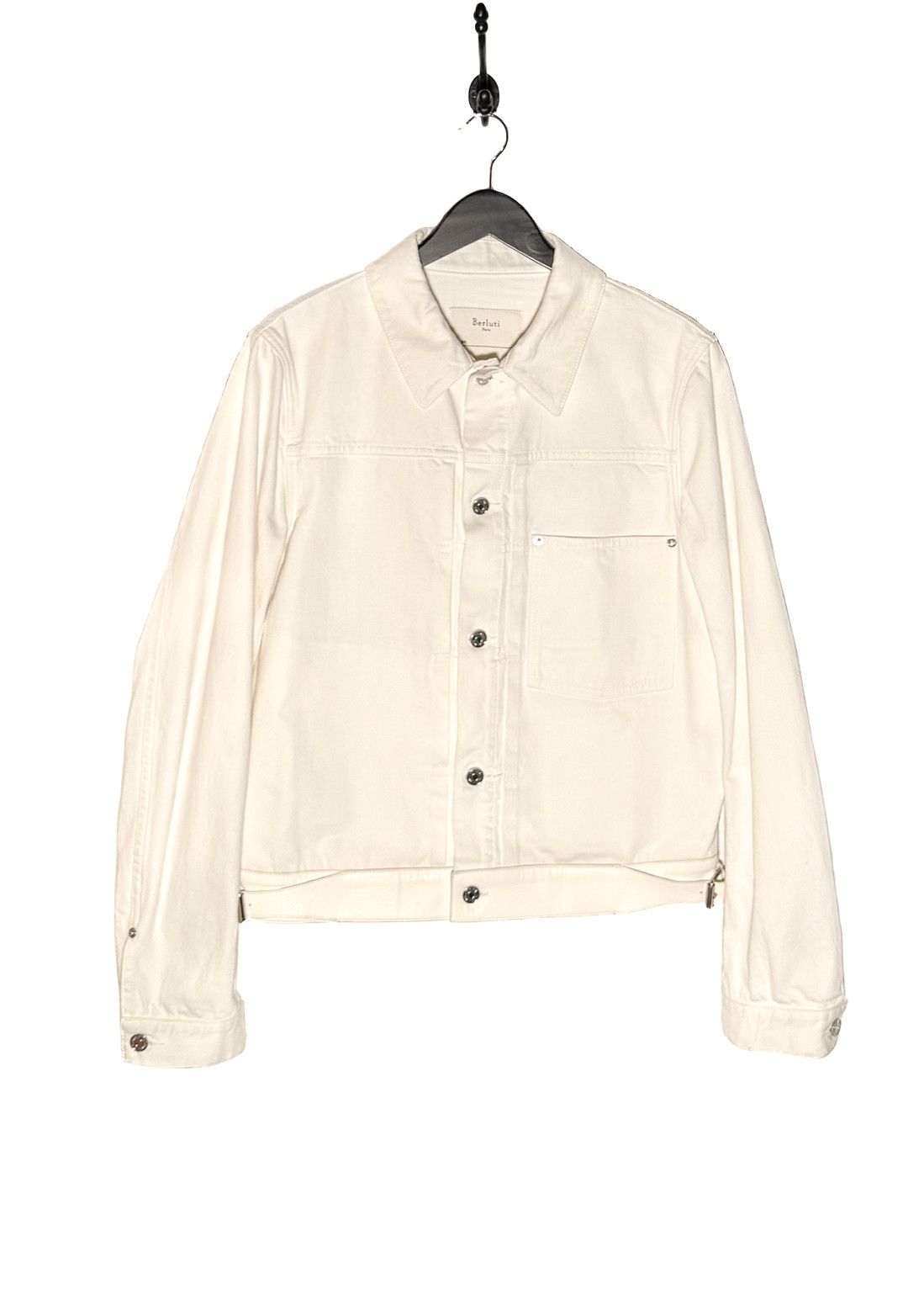 Berluti Berluti SS18 Ivory Leather Trim Denim Jacket Size US M / EU 48-50 / 2 - 1 Thumbnail