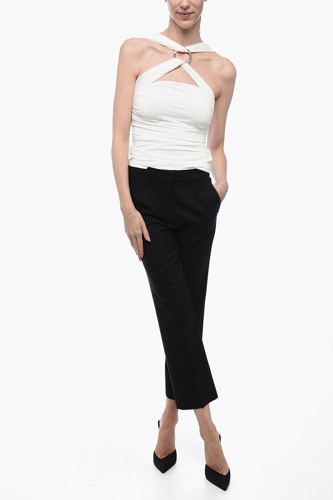Stella McCartney og1mm0824 Cropped Fit Pant With Hidden Closure in Black Size 27" / US 4 / IT 40 - 4 Thumbnail