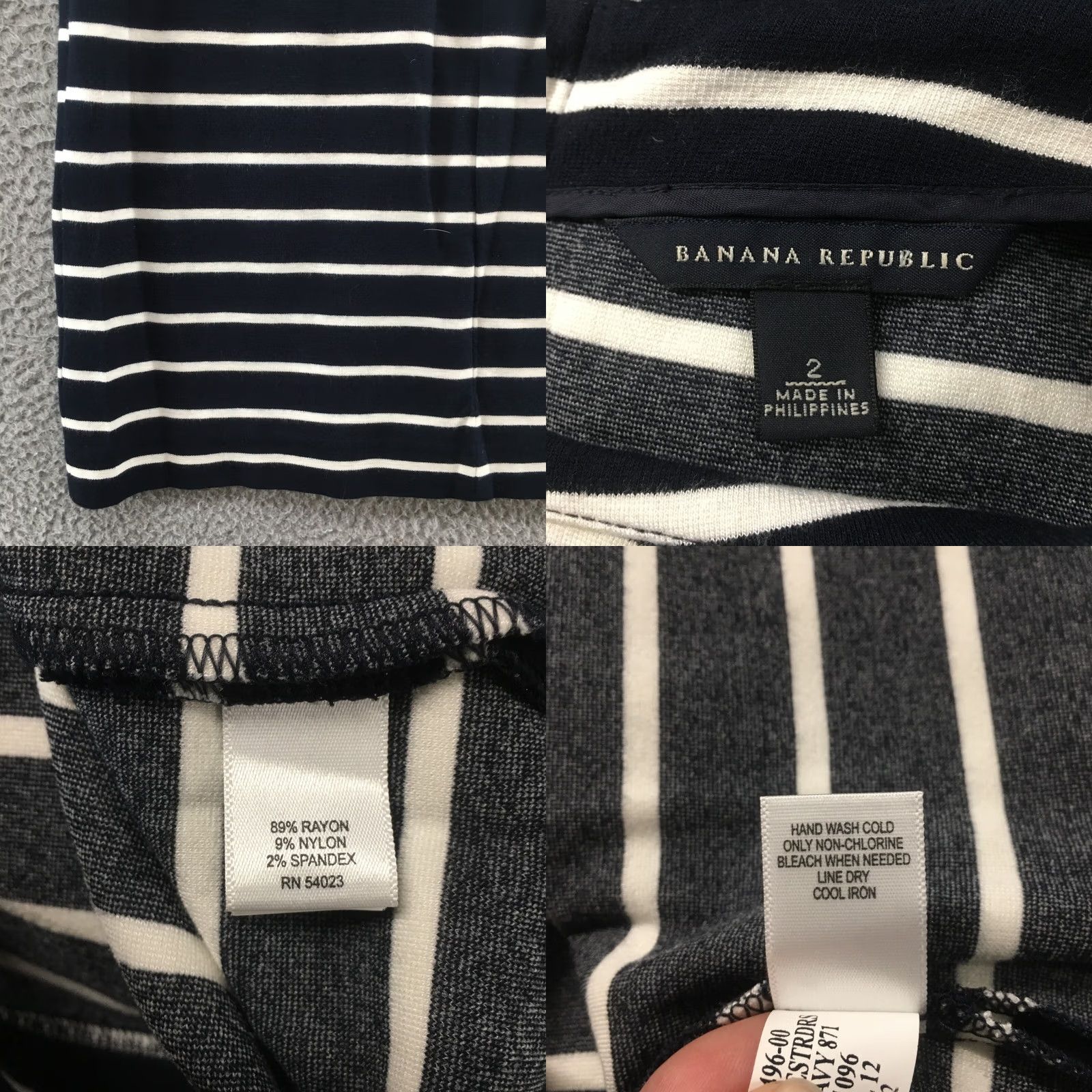 Banana Republic Banana Republic Bodycon Dress Womens Size 2 Black White Striped Short Sleeve Zip Back Size 26" / US 2 / IT 38 - 10 Thumbnail