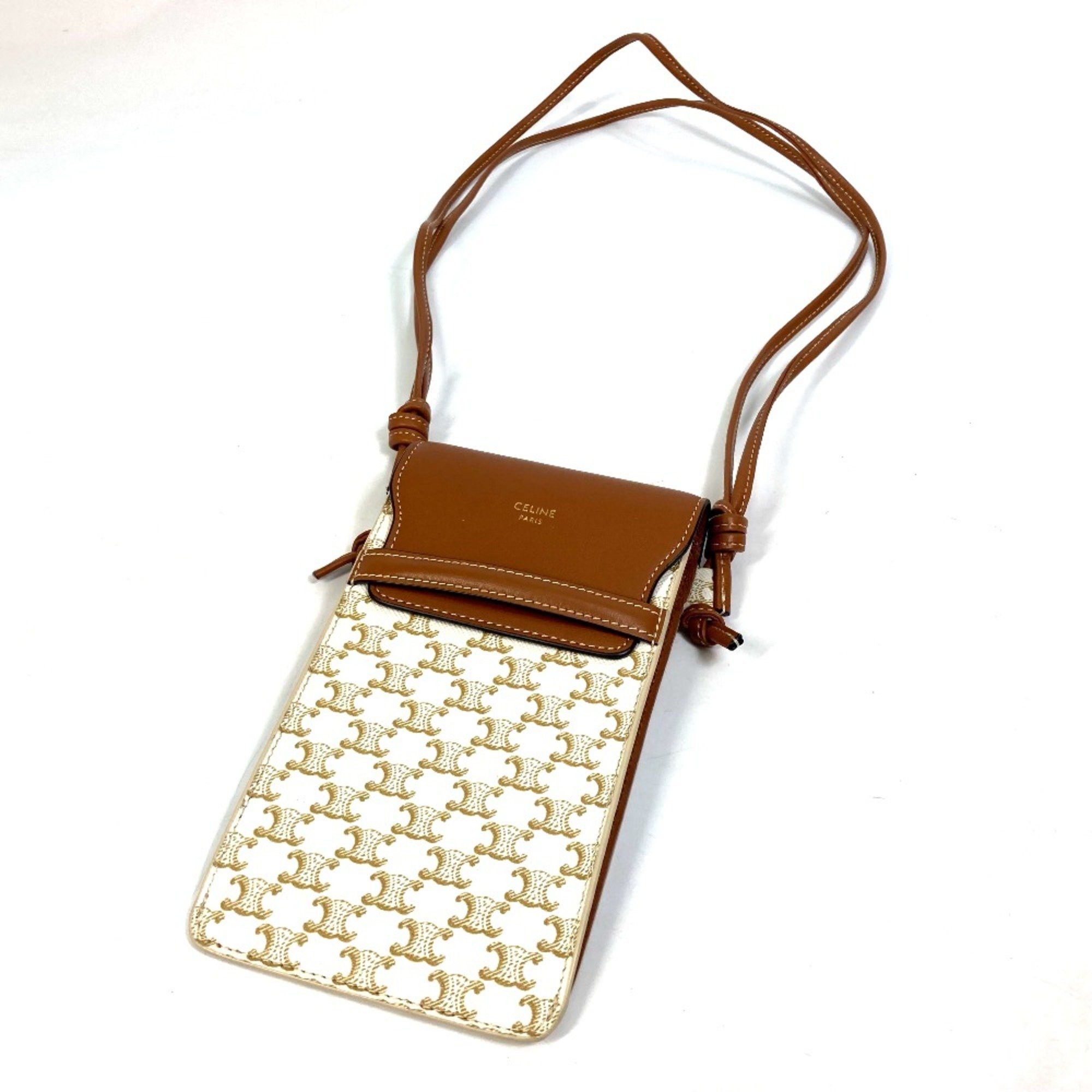 Celine CELINE 10G332CQD triomphe phone case Bag Shoulder Bag Pochette Smartphone case Beige White Size ONE SIZE - 1 Thumbnail