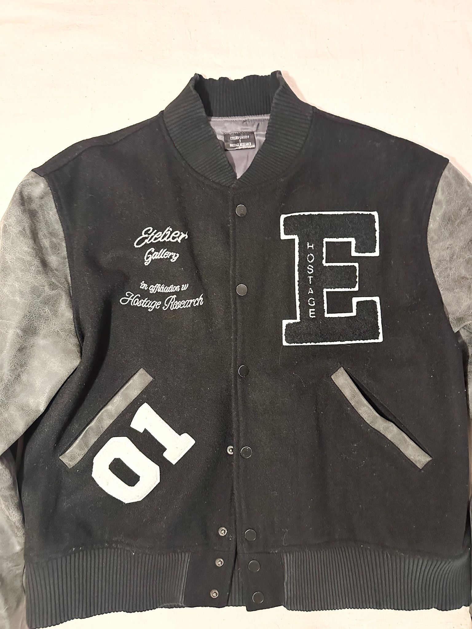 Etelier Gallery Etelier Gallery x Hostage Oil Stained Letterman Jacket Size US L / EU 52-54 / 3 - 7 Thumbnail