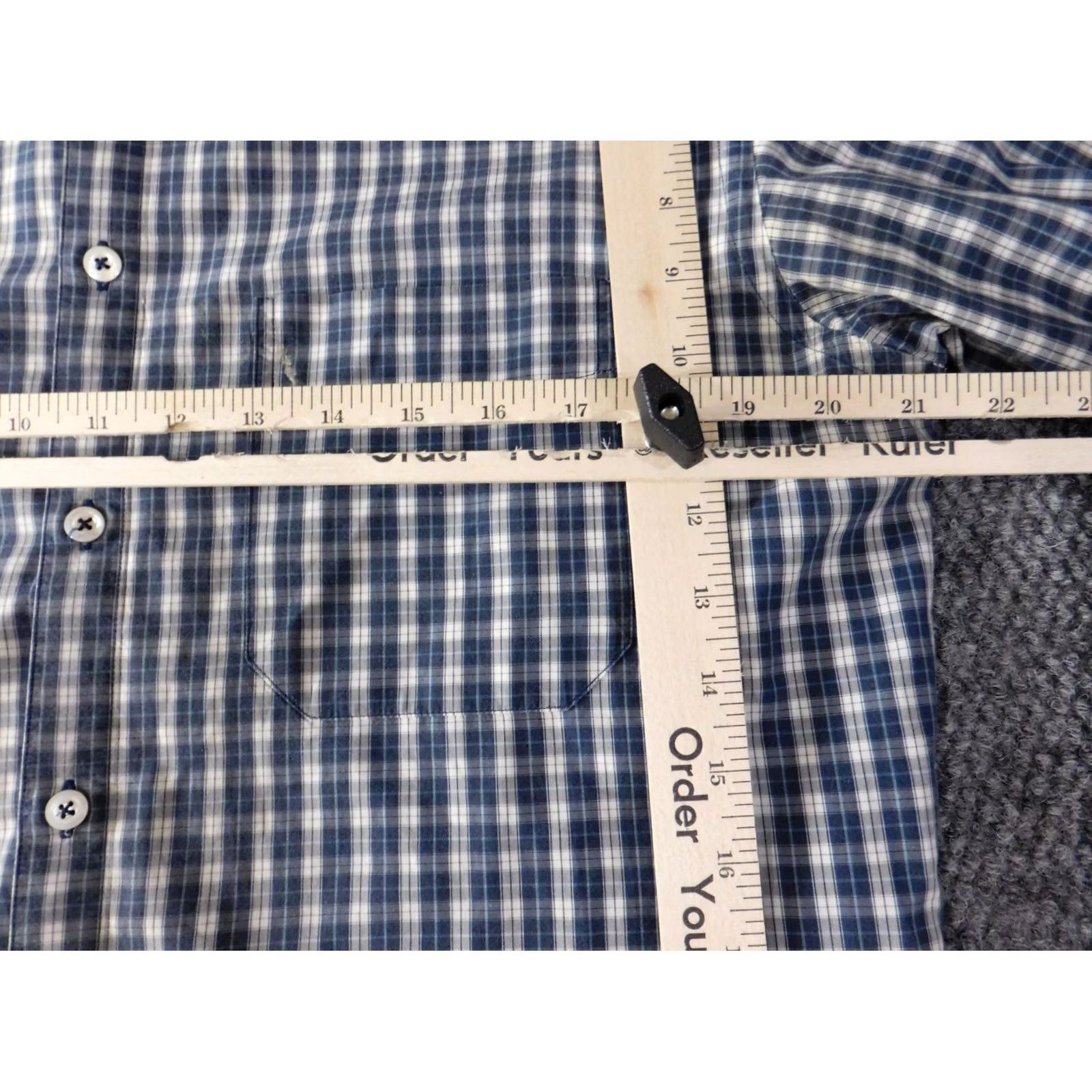 Billy Reid Billy Reid Mens Shirt M blue plaid button down slim knit collar Button-Up Mens Size US M / EU 48-50 / 2 - 6 Thumbnail