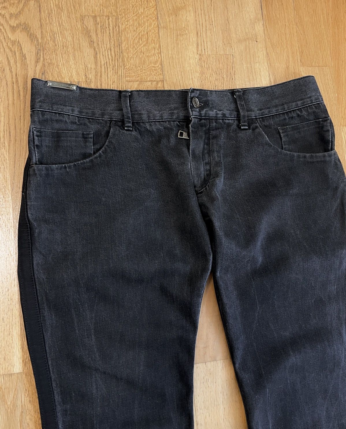 Dolce & Gabbana Dolce & Gabbana Side Stripe Black Denim Jeans Size US 33 - 9 Thumbnail