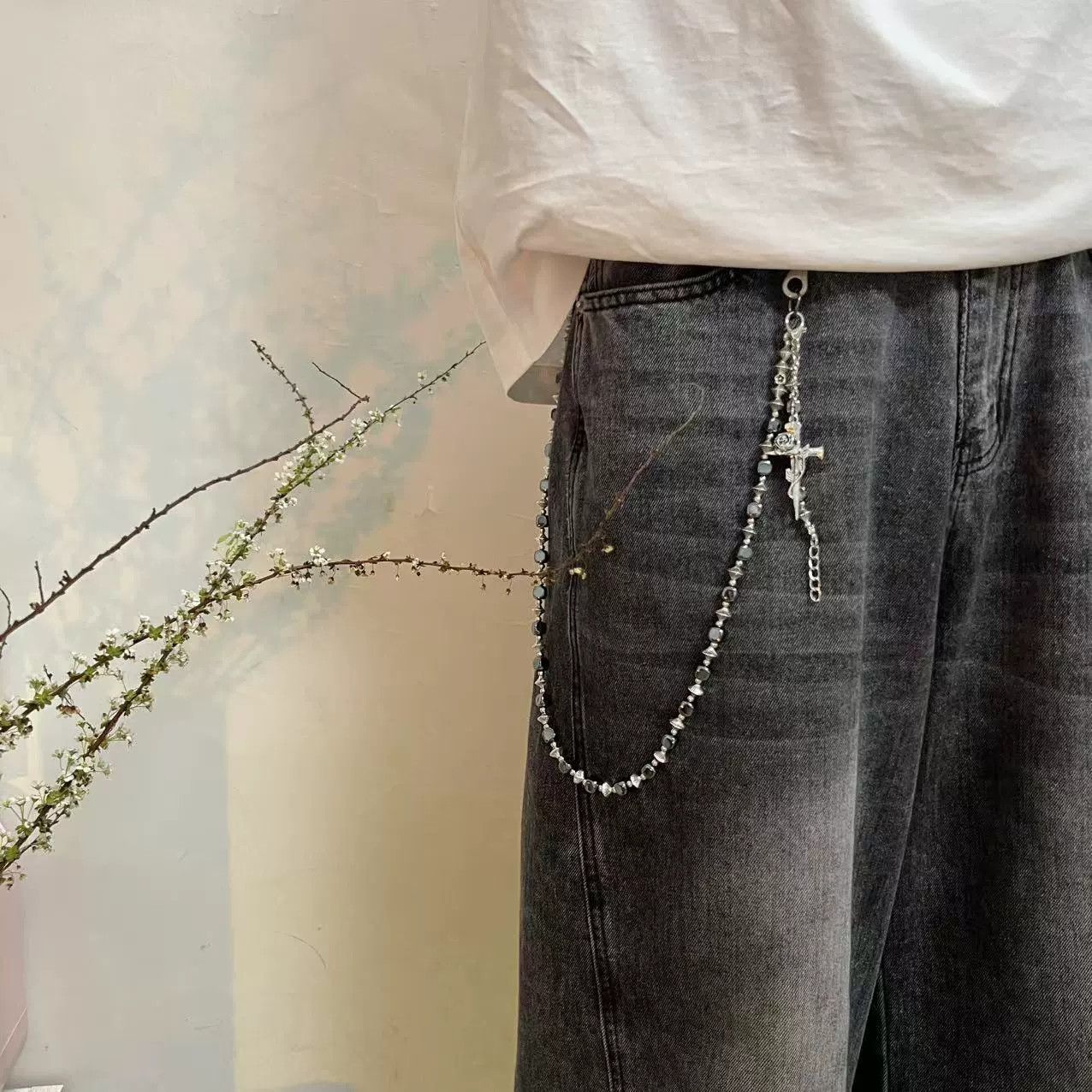 Vintage Retro hip-hop punk style jeans waist chain Size ONE SIZE - 3 Thumbnail