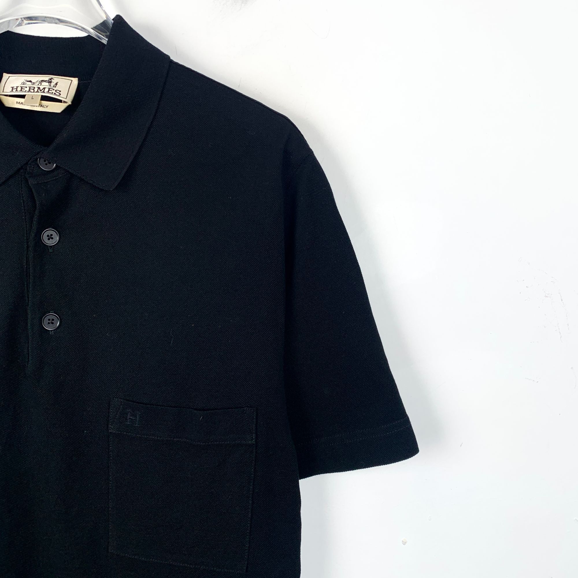Hermes Hermès Black Cotton Short-Sleeve Polo Shirt Size L Made In I Size US L / EU 52-54 / 3 - 5 Thumbnail