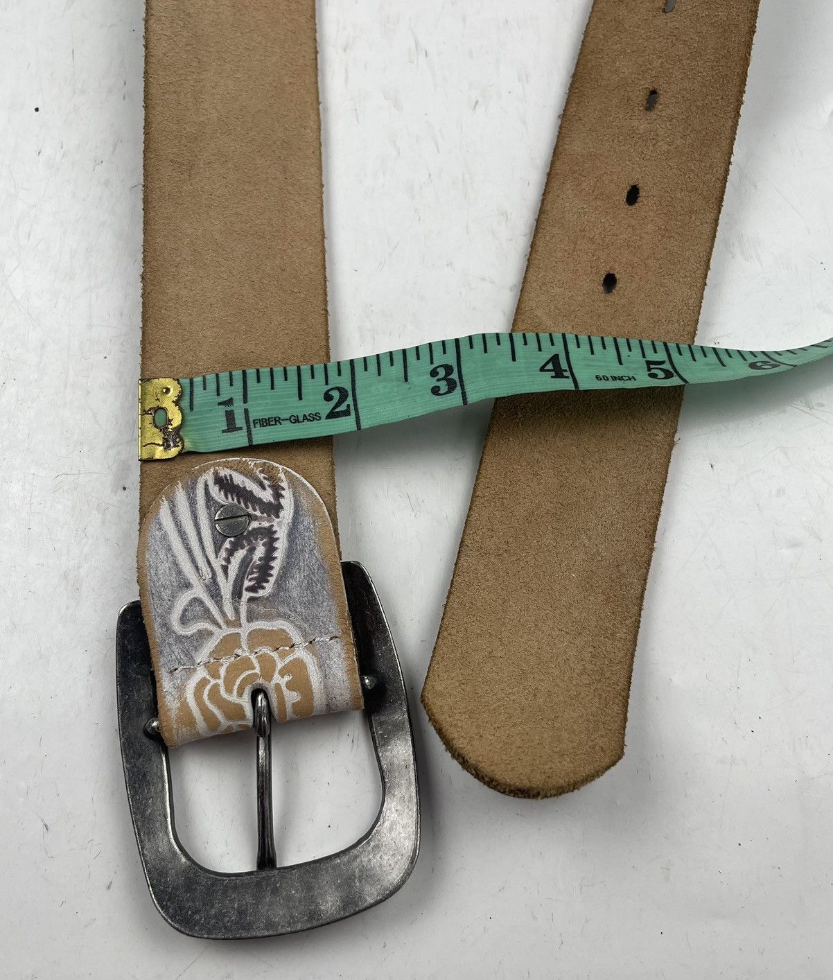 Japanese Brand rare design leather belt tc36 Size 36 - 6 Thumbnail