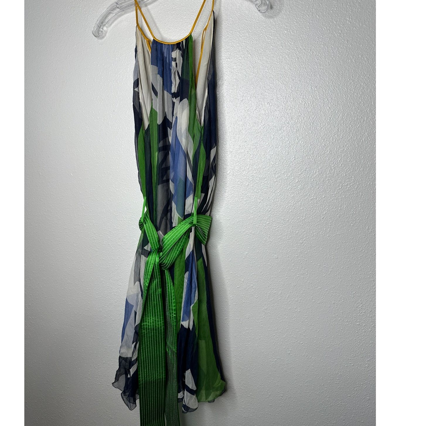 Other Catherine Malandrino Blue Green Cream Silk Tie Dress 6 Size M / US 6-8 / IT 42-44 - 5 Thumbnail