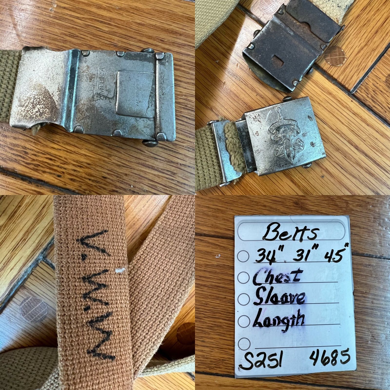 Vintage Mens Set Of 3 Collection Adjustable US Military Webbed Belt Size 34/31/45 Inch Size ONE SIZE - 8 Thumbnail