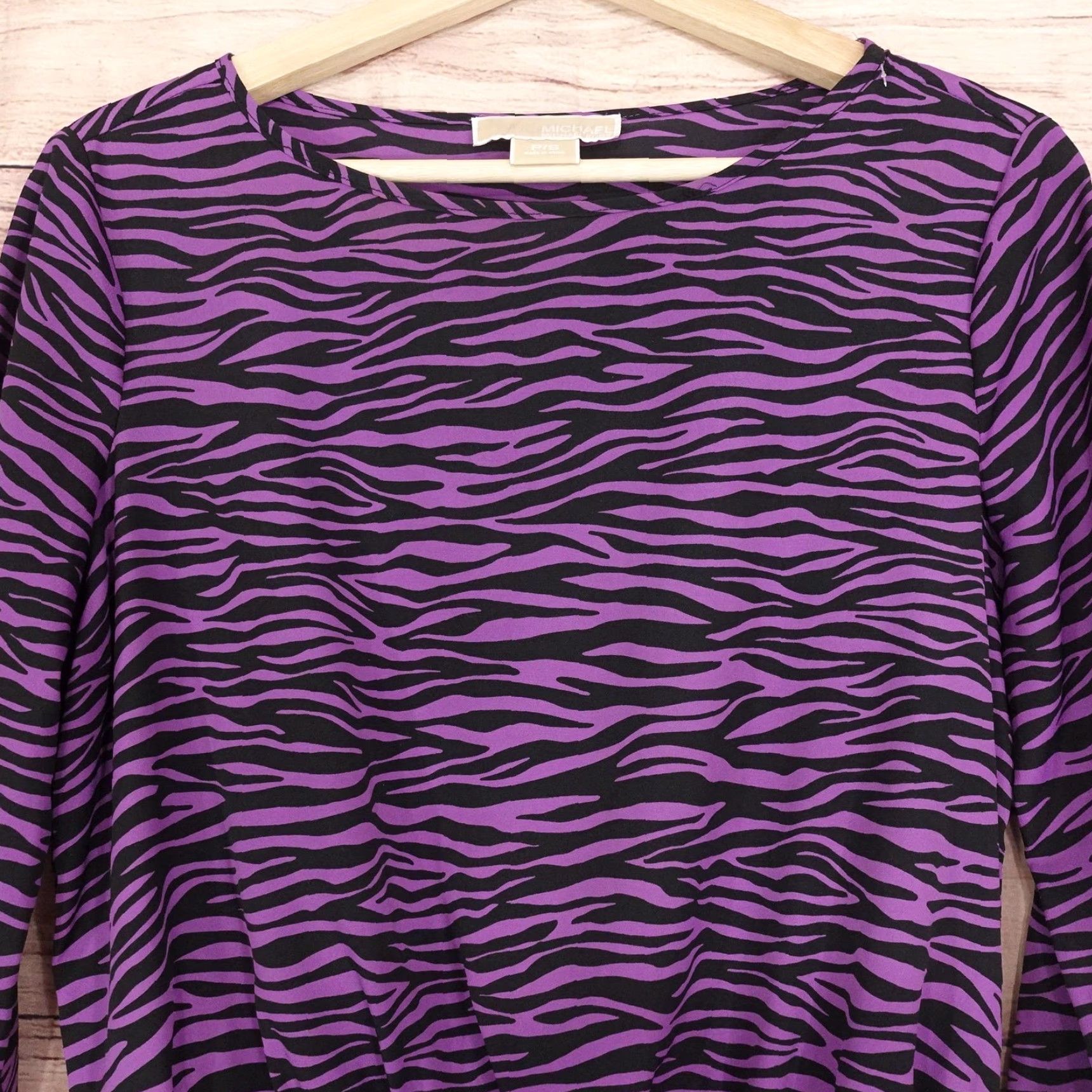 Michael Kors Michael Kors Shirt Womens PS Petite Small Purple Zebra Print Long Sleeve Crew Neck Pullover Top Blouse Size S / US 4 / IT 40 - 2 Thumbnail