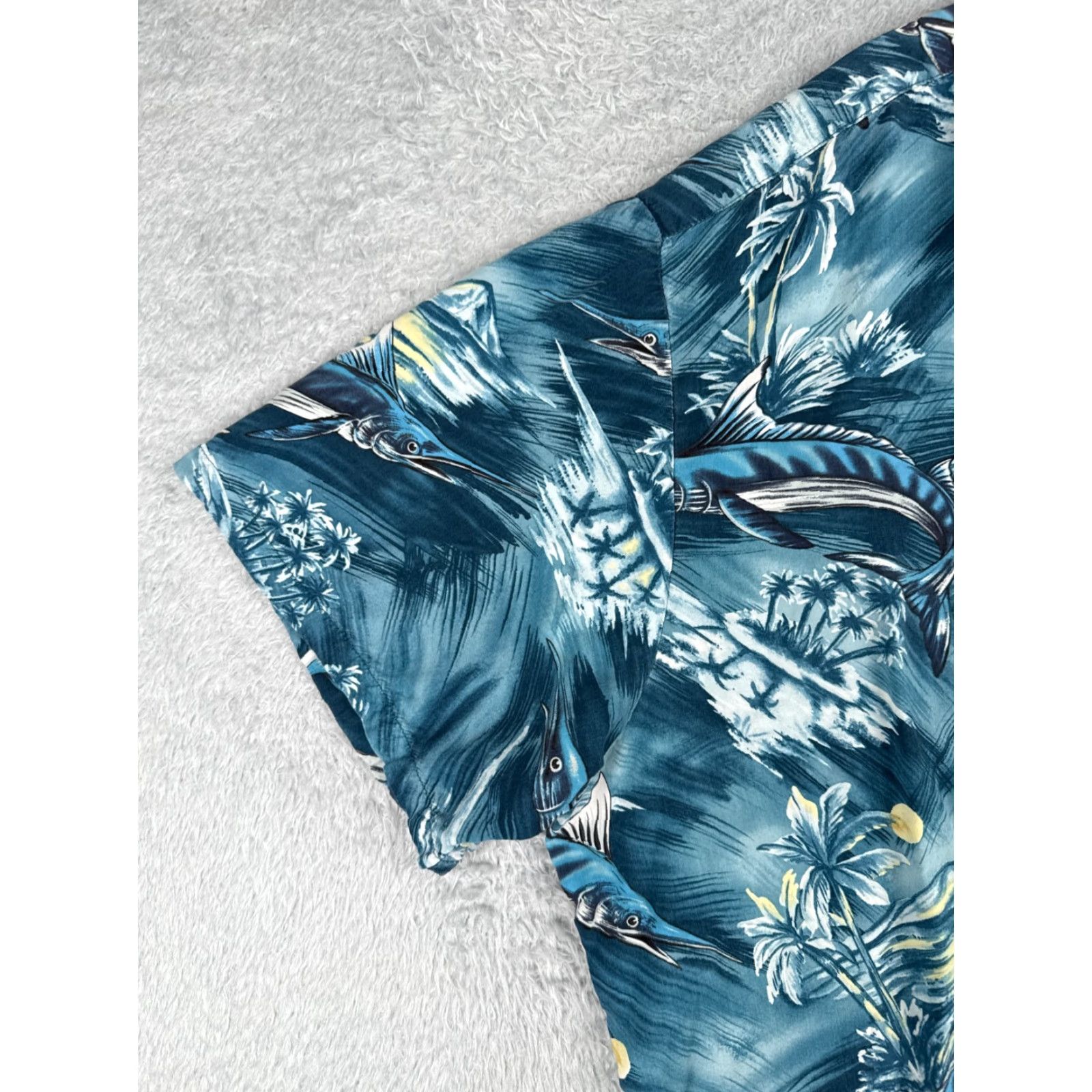 Paradise Found VINTAGE Paradise Found Shirt Men 3XL Blue Hawaiian Palm Floral Short Sleeve Button-Up Size US XXL / EU 58 / 5 - 3 Thumbnail