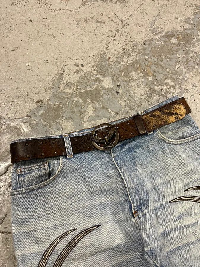 Designer × Vintage 2000s Eagle Royal Archive Brown Pony Hair Leather Belt Size ONE SIZE - 2 Thumbnail