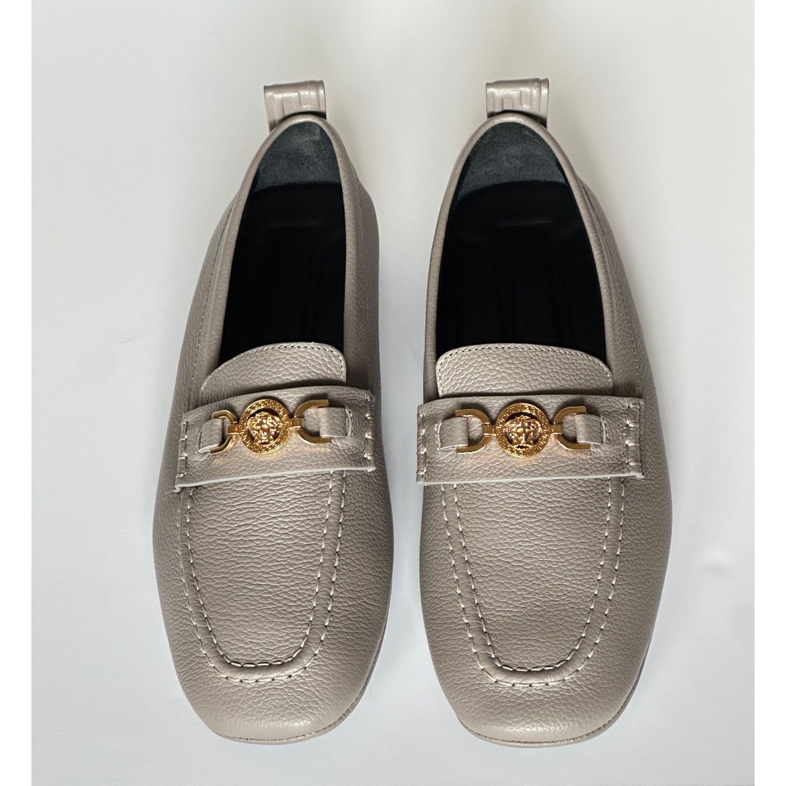 Versace Versace Gold Medusa Gray Leather Driver Shoes 8 US 1017072 Size US 8 / EU 41 - 7 Thumbnail