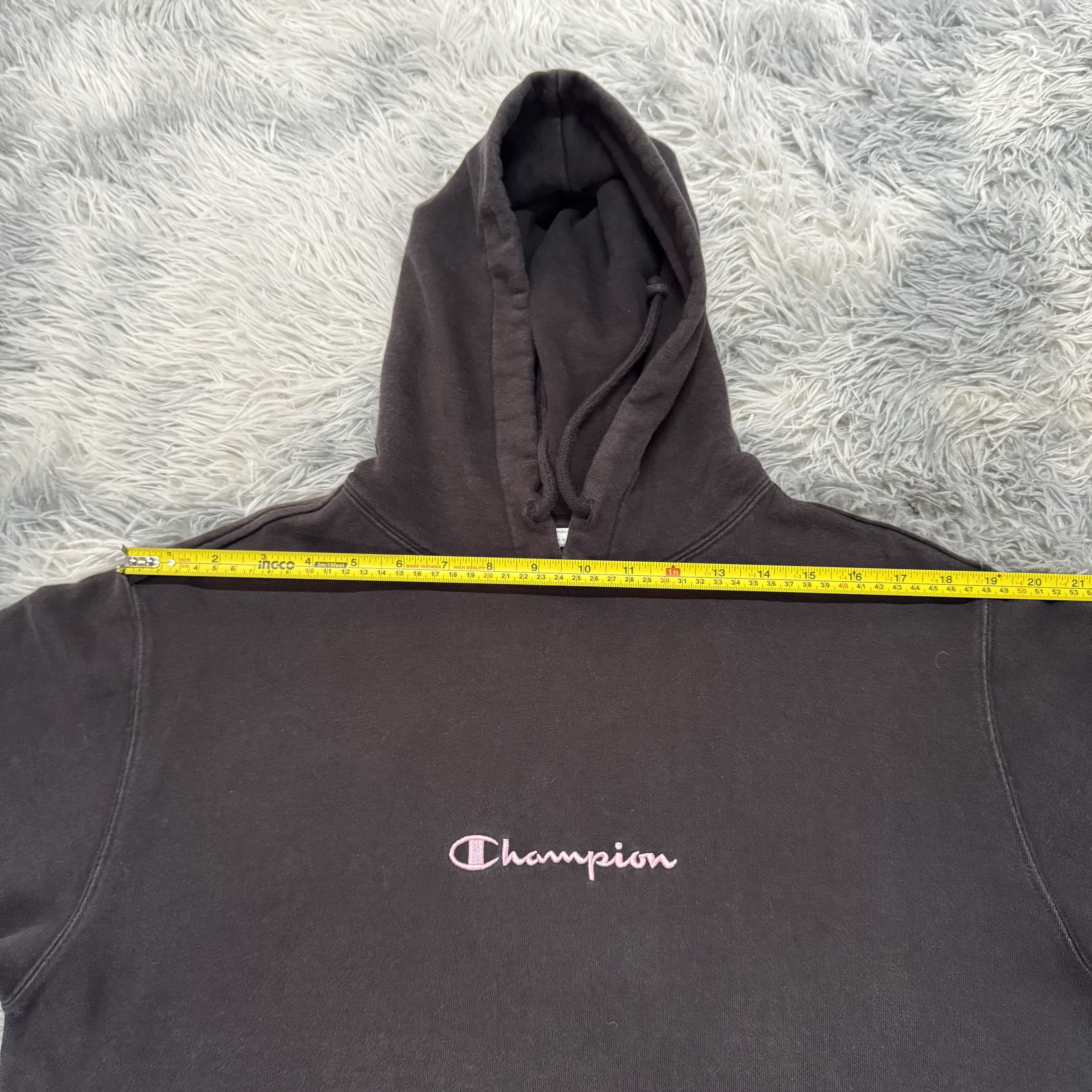 Sun Faded Champion Hoodie Sweatshirt Centre Logo Streetwear