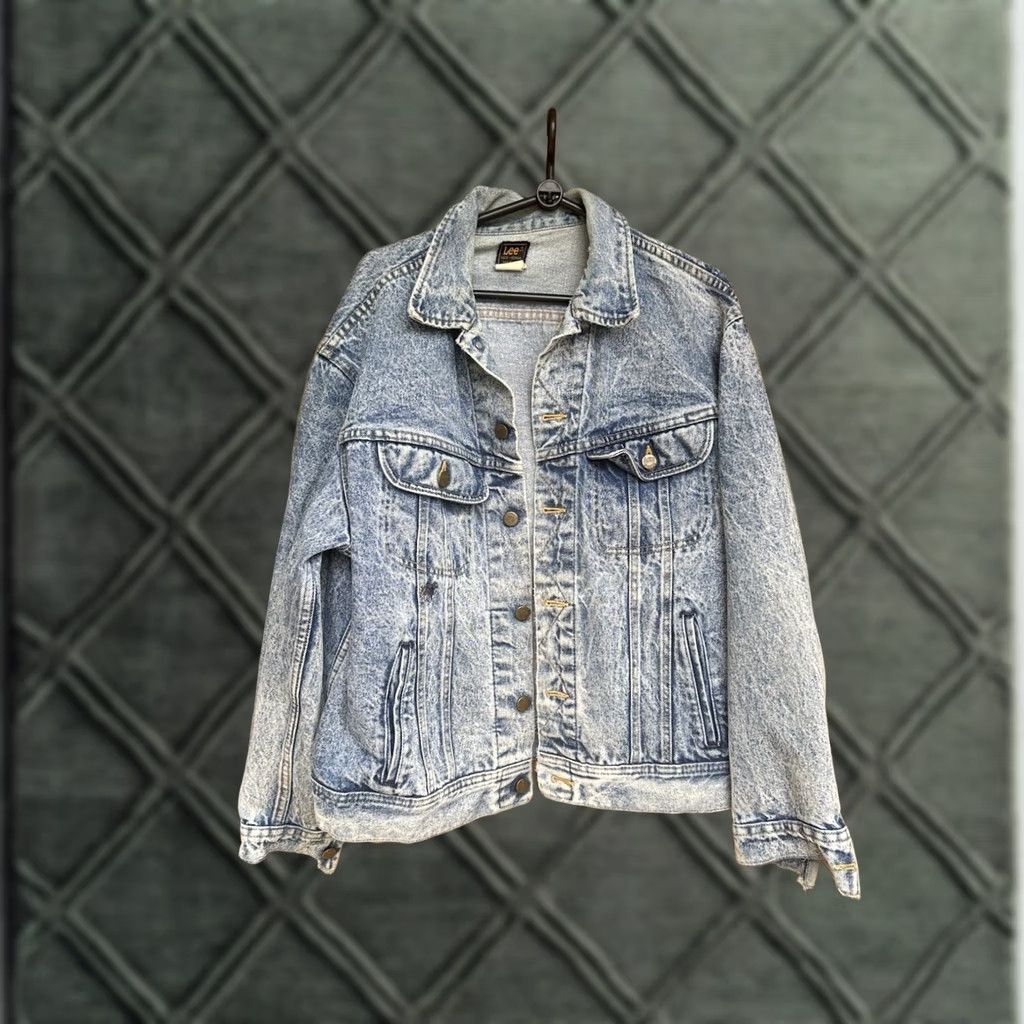 Lee VINTAGE Lee Denim Jacket Acid Wash Button Up USA Men's Large Jacket Coat Size US 33 - 1 Thumbnail