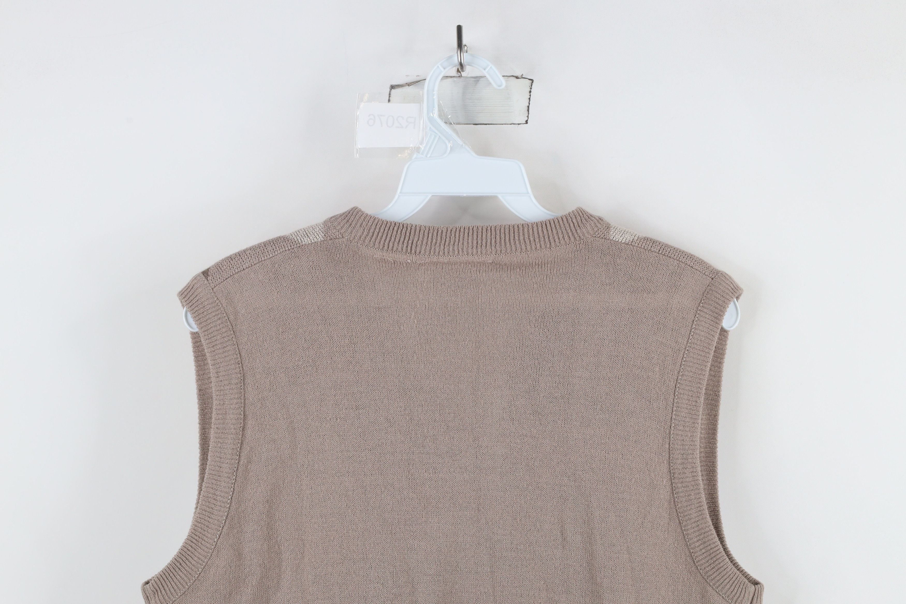 Vintage Vintage 90s Streetwear Argyle Ribbed Knit Sweater Vest Beige Size US S / EU 44-46 / 1 - 6 Thumbnail