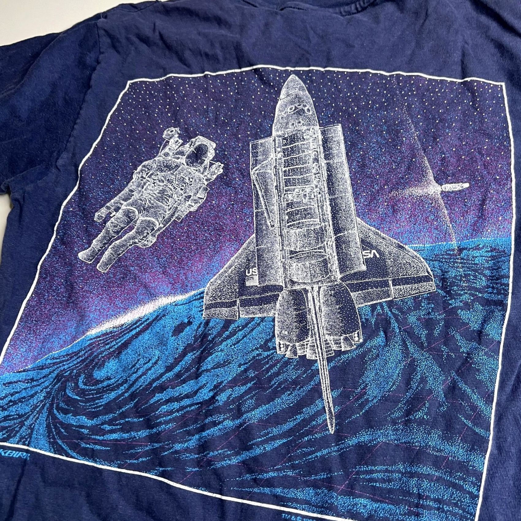 Hanes VINTAGE NASA Johnson Space Center Shirt Mens Medium Blue Hanes Beefy-T 1983 Space Shuttle Astronaut Graphic Tee Size US M / EU 48-50 / 2 - 7 Thumbnail