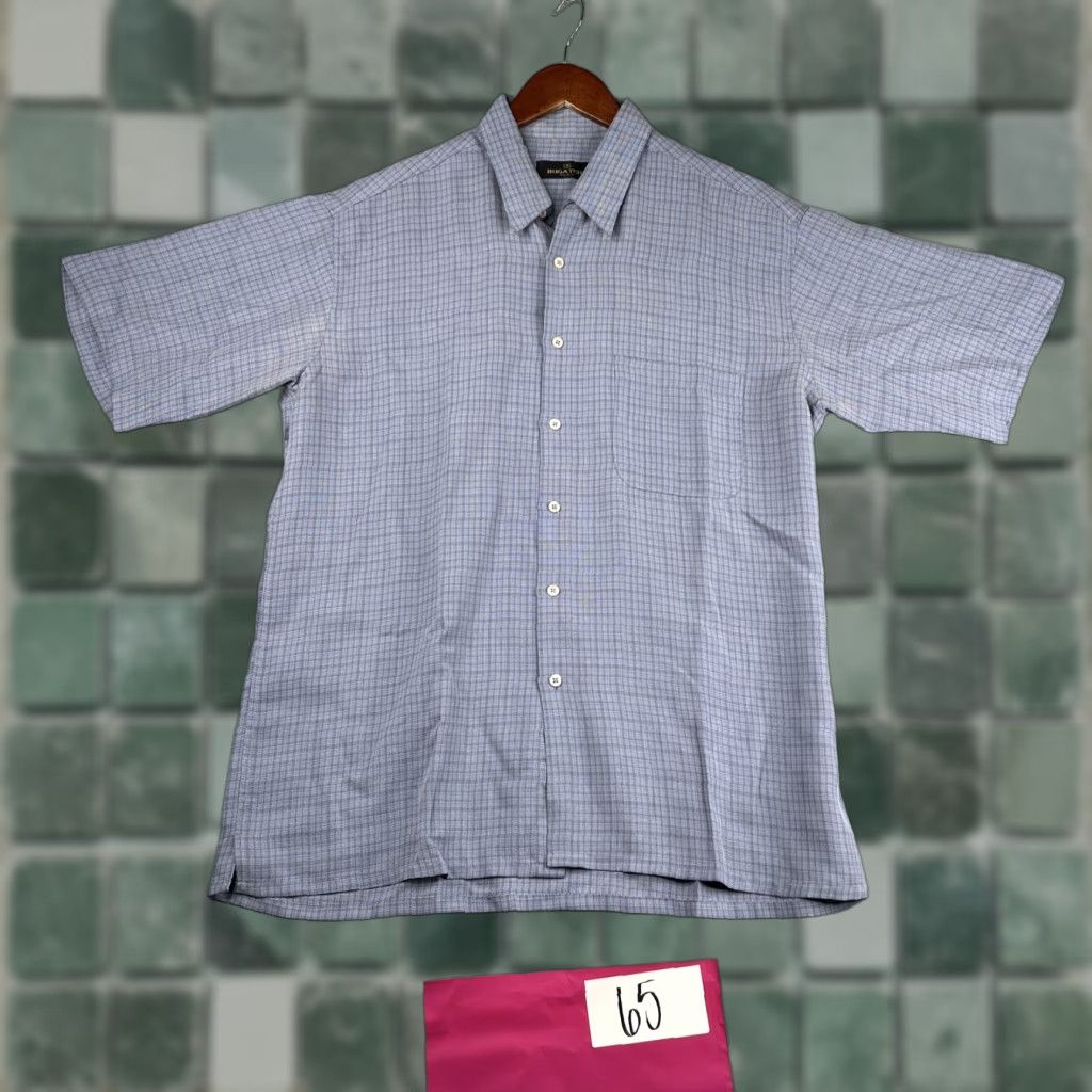 BUGATCHI BUGATCHI UOMO Shirt Blue Check Pocket Casual Button Up Short Sleeve Mens L Size US L / EU 52-54 / 3 - 1 Thumbnail